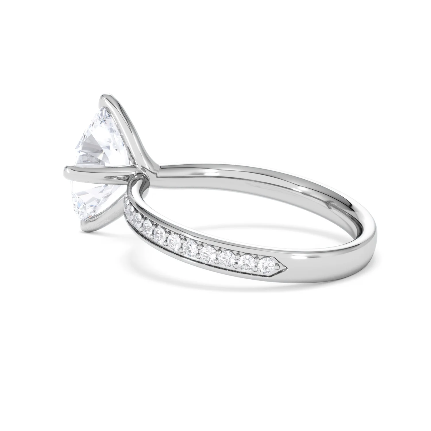 Origin Twist 2.00ct Oval Cut Lab Diamond Solitaire Engagement Ring with Side Stones in 18K White Gold - Image 62