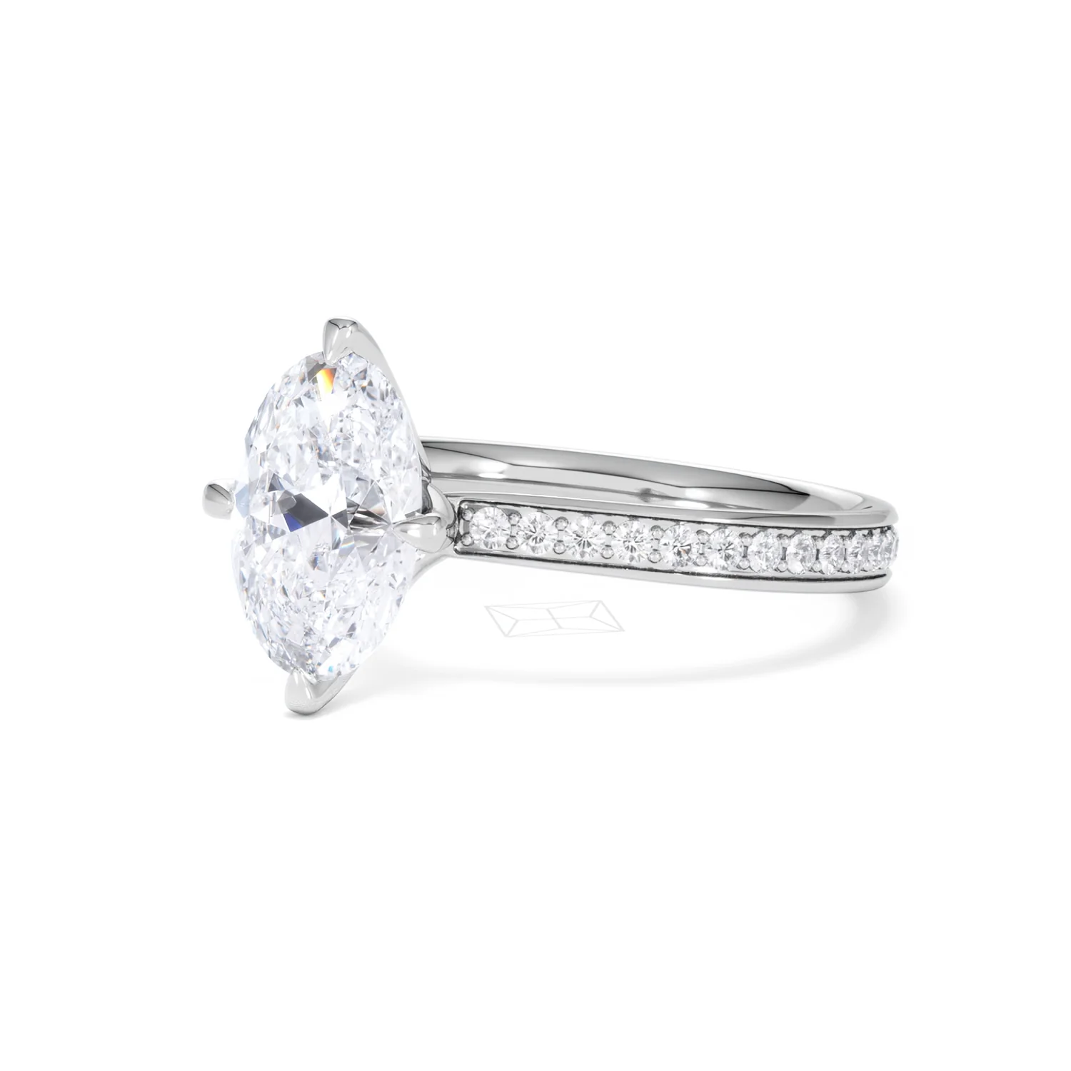 Origin Twist 2.00ct Oval Cut Lab Diamond Solitaire Engagement Ring with Side Stones in 18K White Gold - Image 81