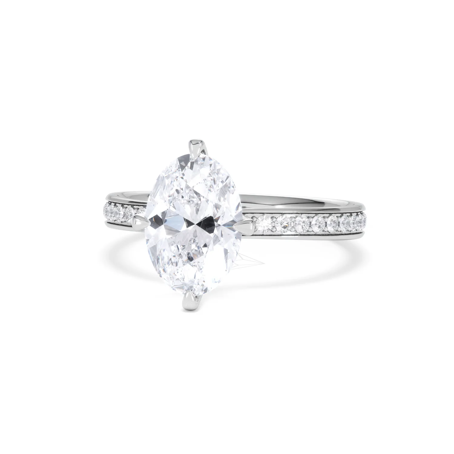 Origin Twist 2.00ct Oval Cut Lab Diamond Solitaire Engagement Ring with Side Stones in 18K White Gold - Image 86