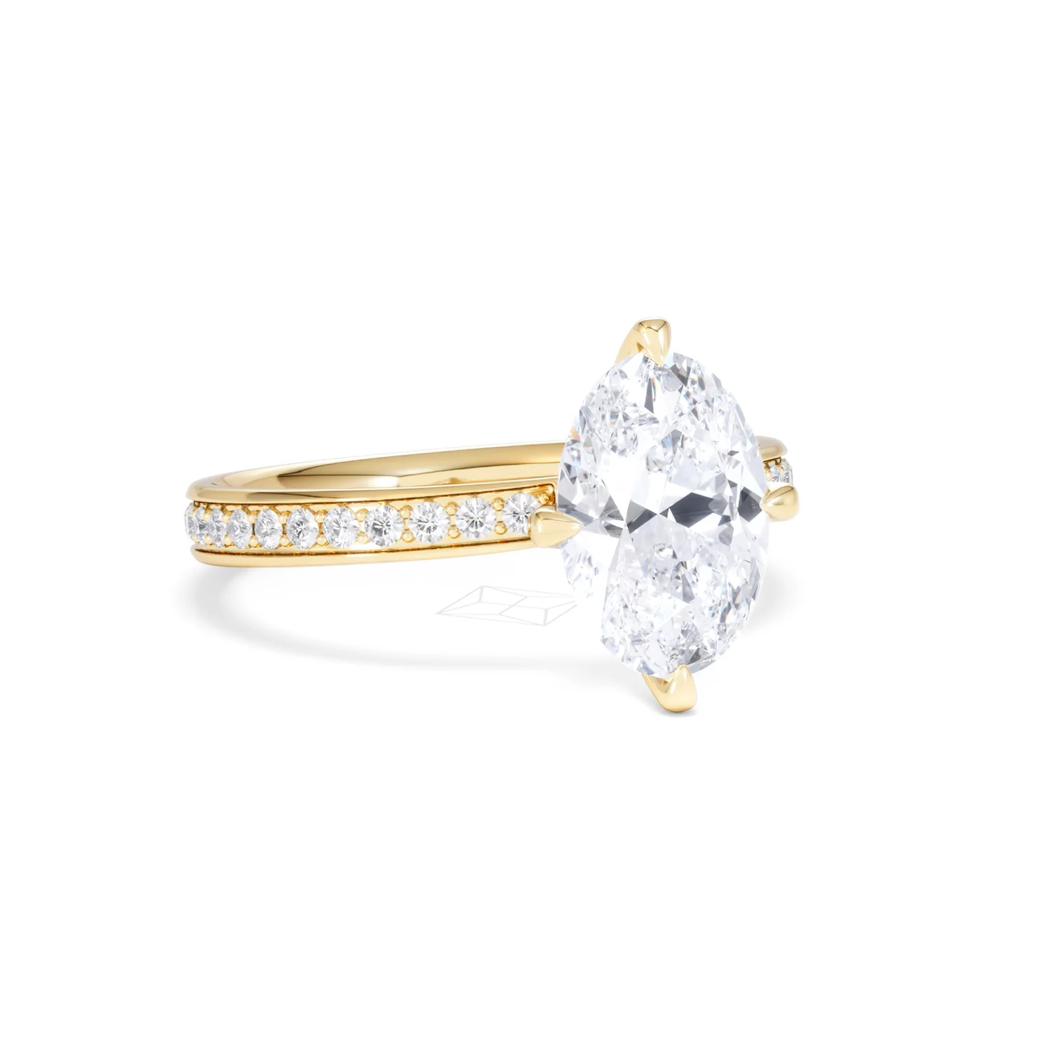 Origin Twist 2.00ct Oval Cut Lab Diamond Solitaire Engagement Ring with Side Stones in 18K Yellow Gold - Image 14