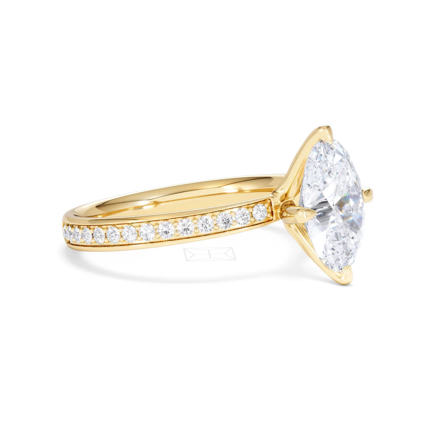 Origin Twist 2.00ct Oval Cut Lab Diamond Solitaire Engagement Ring with Side Stones in 18K Yellow Gold - Image 20