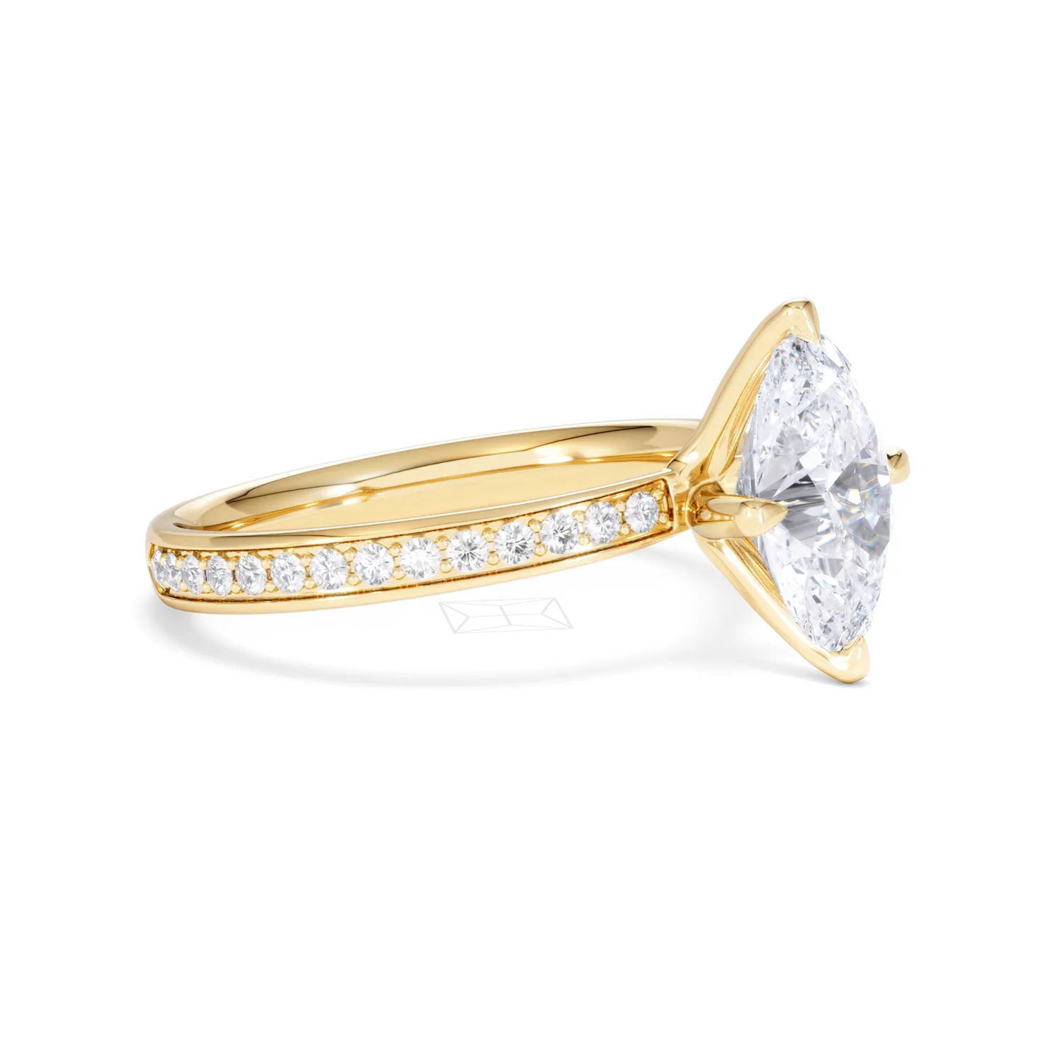 Origin Twist 2.00ct Oval Cut Lab Diamond Solitaire Engagement Ring with Side Stones in 18K Yellow Gold - Image 21
