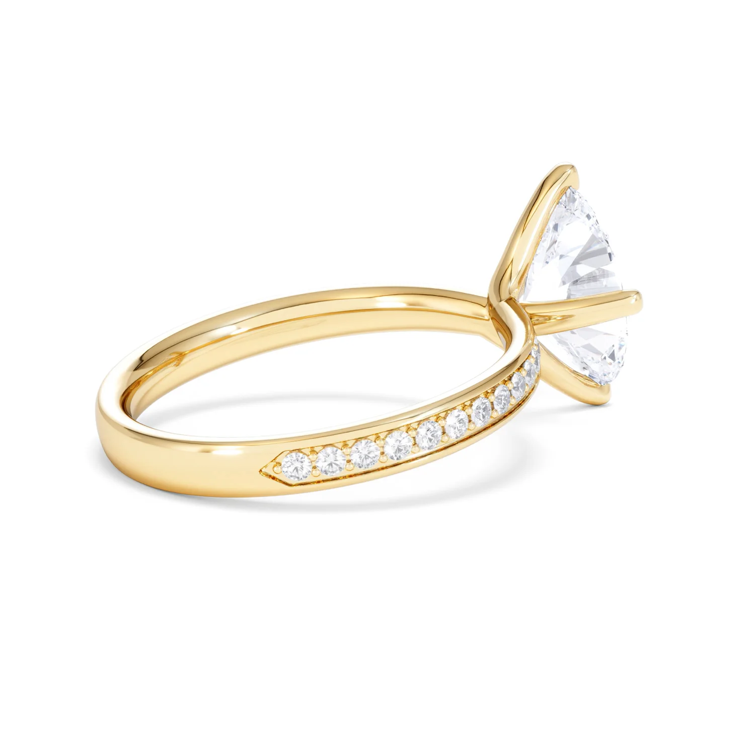 Origin Twist 2.00ct Oval Cut Lab Diamond Solitaire Engagement Ring with Side Stones in 18K Yellow Gold - Image 36