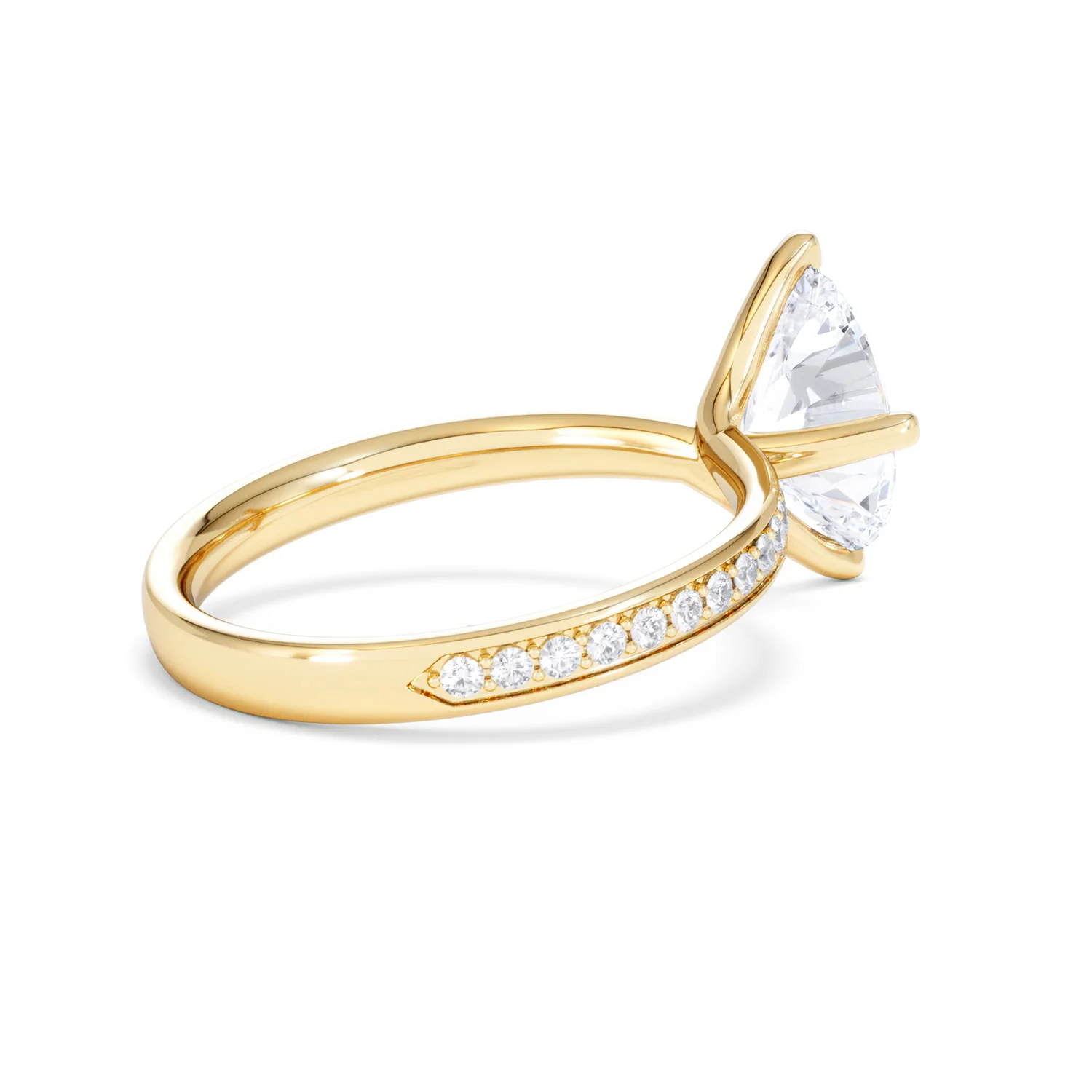 Origin Twist 2.00ct Oval Cut Lab Diamond Solitaire Engagement Ring with Side Stones in 18K Yellow Gold - Image 37