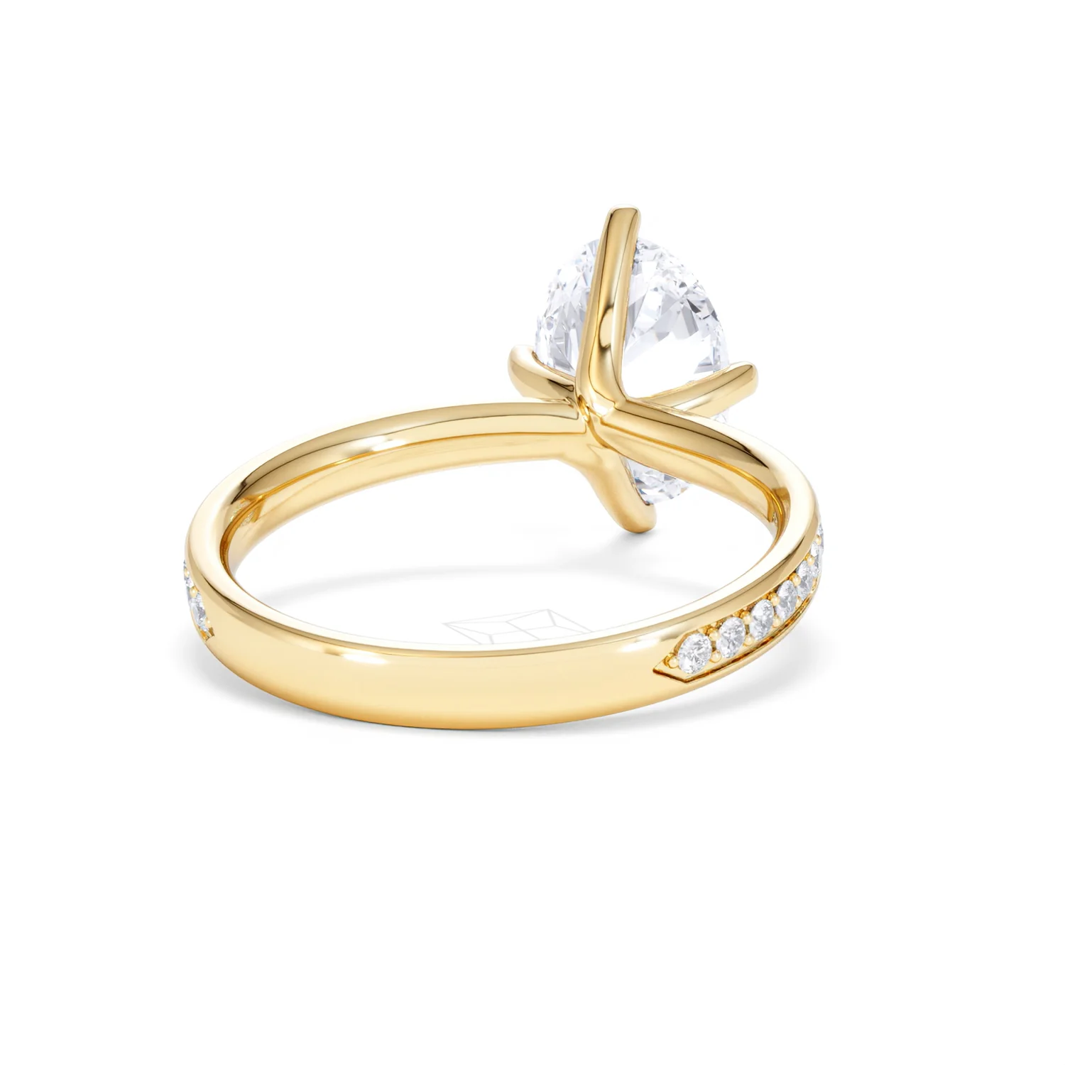 Origin Twist 2.00ct Oval Cut Lab Diamond Solitaire Engagement Ring with Side Stones in 18K Yellow Gold - Image 45