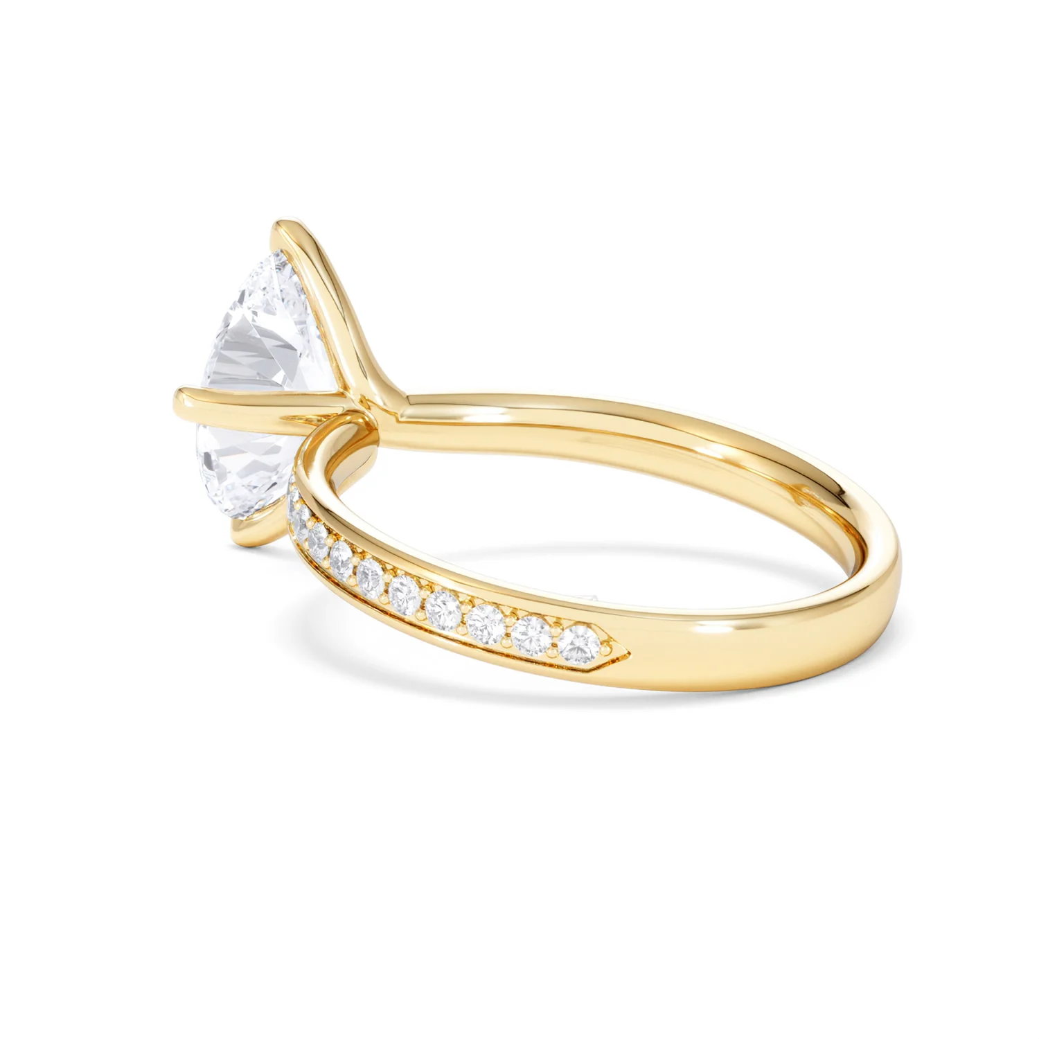 Origin Twist 2.00ct Oval Cut Lab Diamond Solitaire Engagement Ring with Side Stones in 18K Yellow Gold - Image 60