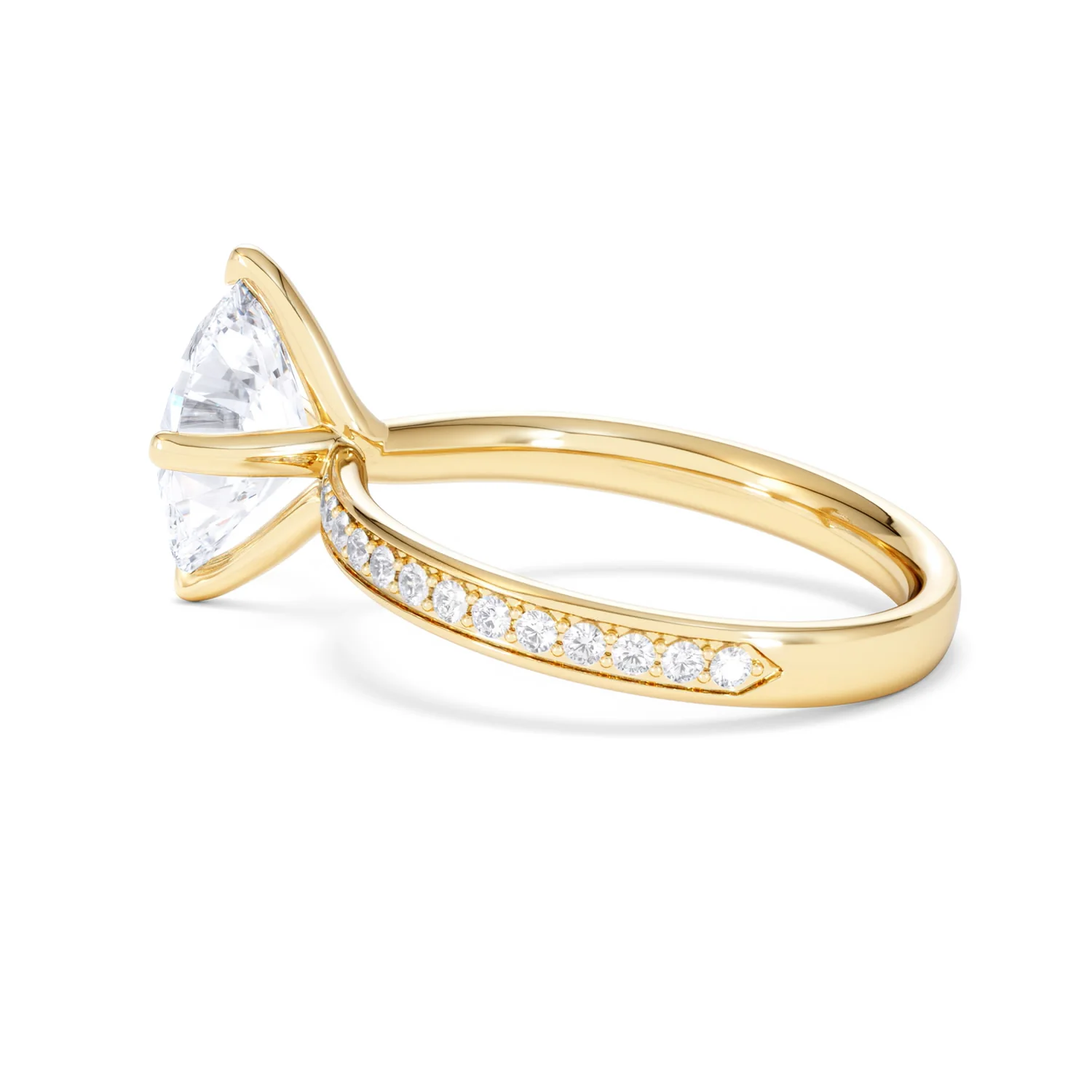 Origin Twist 2.00ct Oval Cut Lab Diamond Solitaire Engagement Ring with Side Stones in 18K Yellow Gold - Image 64