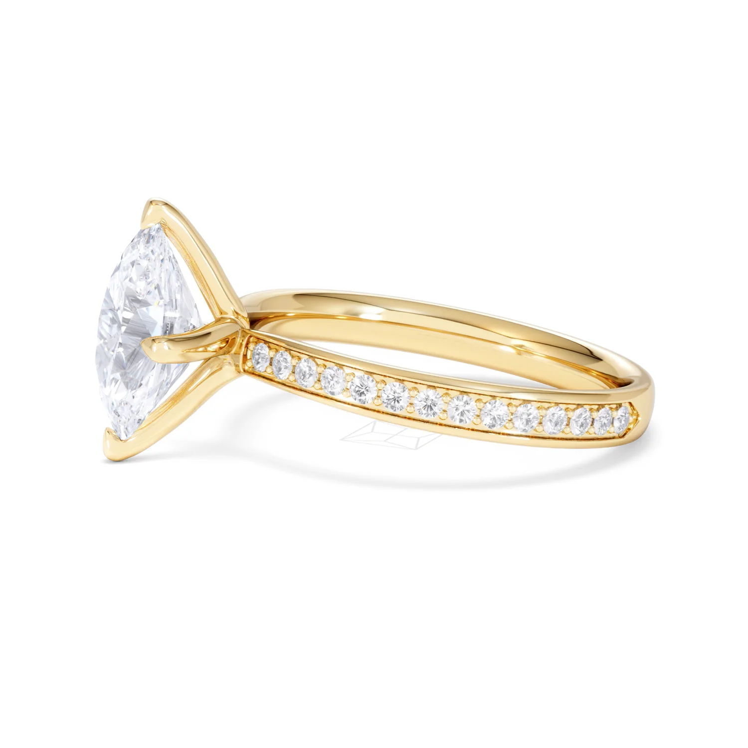 Origin Twist 2.00ct Oval Cut Lab Diamond Solitaire Engagement Ring with Side Stones in 18K Yellow Gold - Image 73