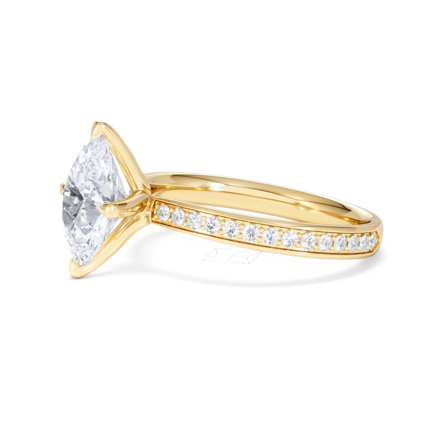 Origin Twist 2.00ct Oval Cut Lab Diamond Solitaire Engagement Ring with Side Stones in 18K Yellow Gold - Image 75