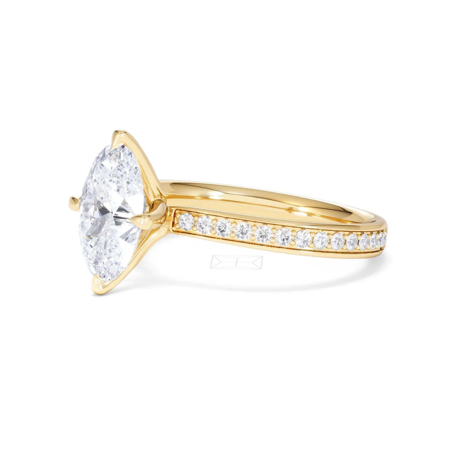 Origin Twist 2.00ct Oval Cut Lab Diamond Solitaire Engagement Ring with Side Stones in 18K Yellow Gold - Image 78
