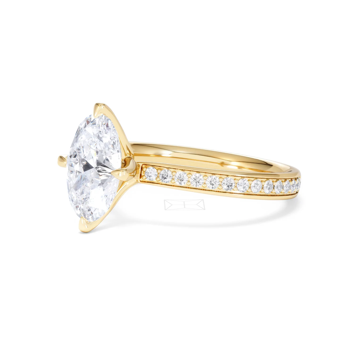 Origin Twist 2.00ct Oval Cut Lab Diamond Solitaire Engagement Ring with Side Stones in 18K Yellow Gold - Image 79