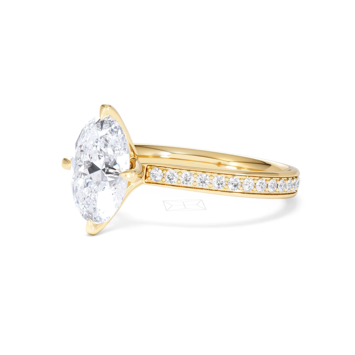 Origin Twist 2.00ct Oval Cut Lab Diamond Solitaire Engagement Ring with Side Stones in 18K Yellow Gold - Image 80