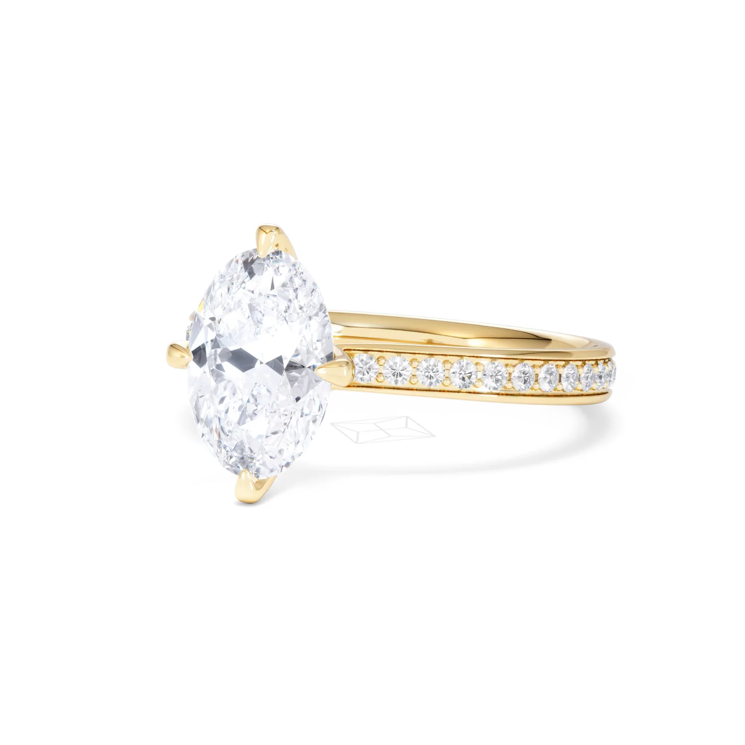 Origin Twist 2.00ct Oval Cut Lab Diamond Solitaire Engagement Ring with Side Stones in 18K Yellow Gold - Image 83