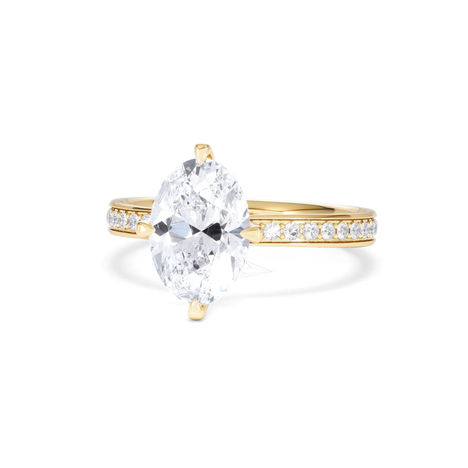 Origin Twist 2.00ct Oval Cut Lab Diamond Solitaire Engagement Ring with Side Stones in 18K Yellow Gold - Image 86