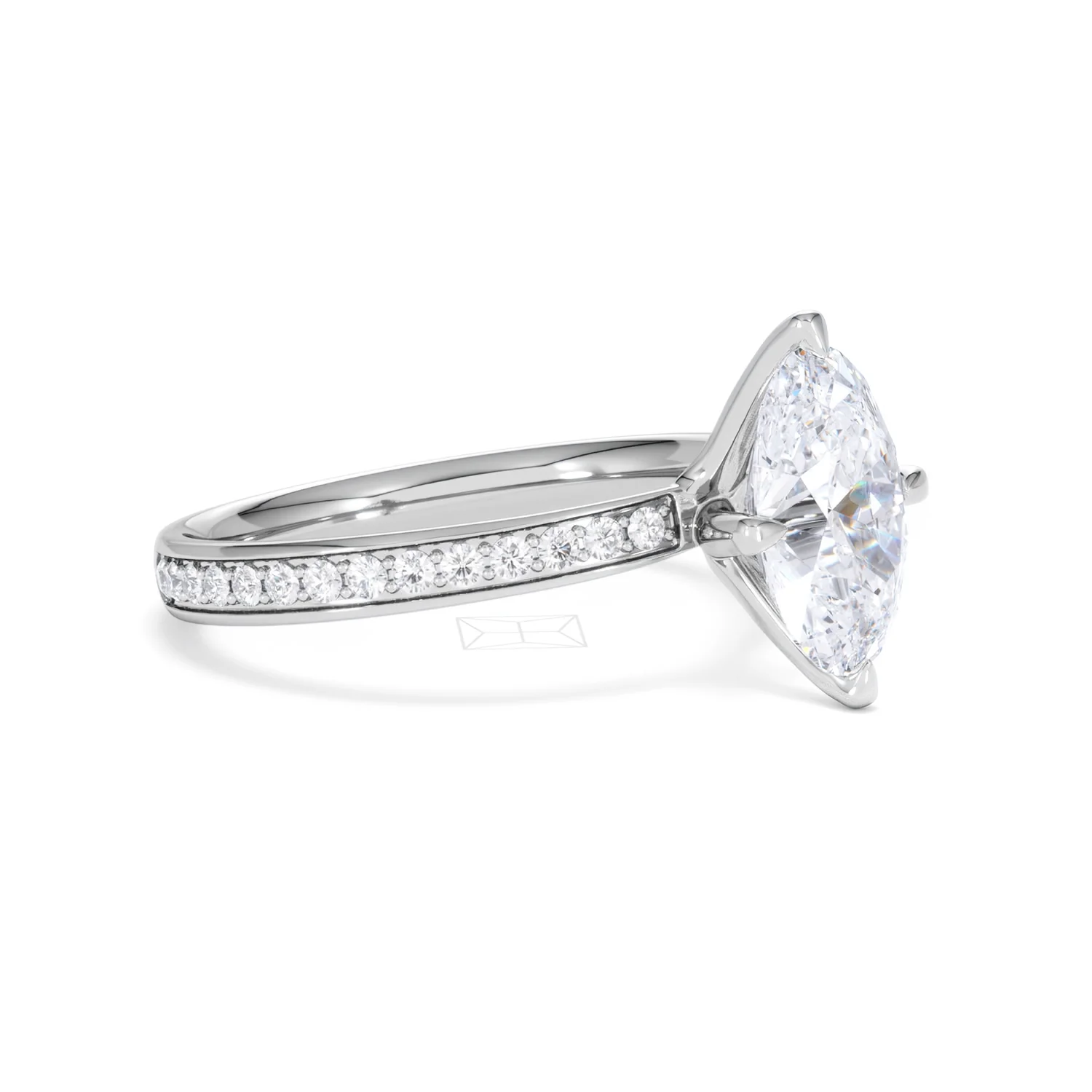 Origin Twist 2.00ct Oval Cut Lab Diamond Solitaire Engagement Ring with Side Stones in Platinum - Image 20