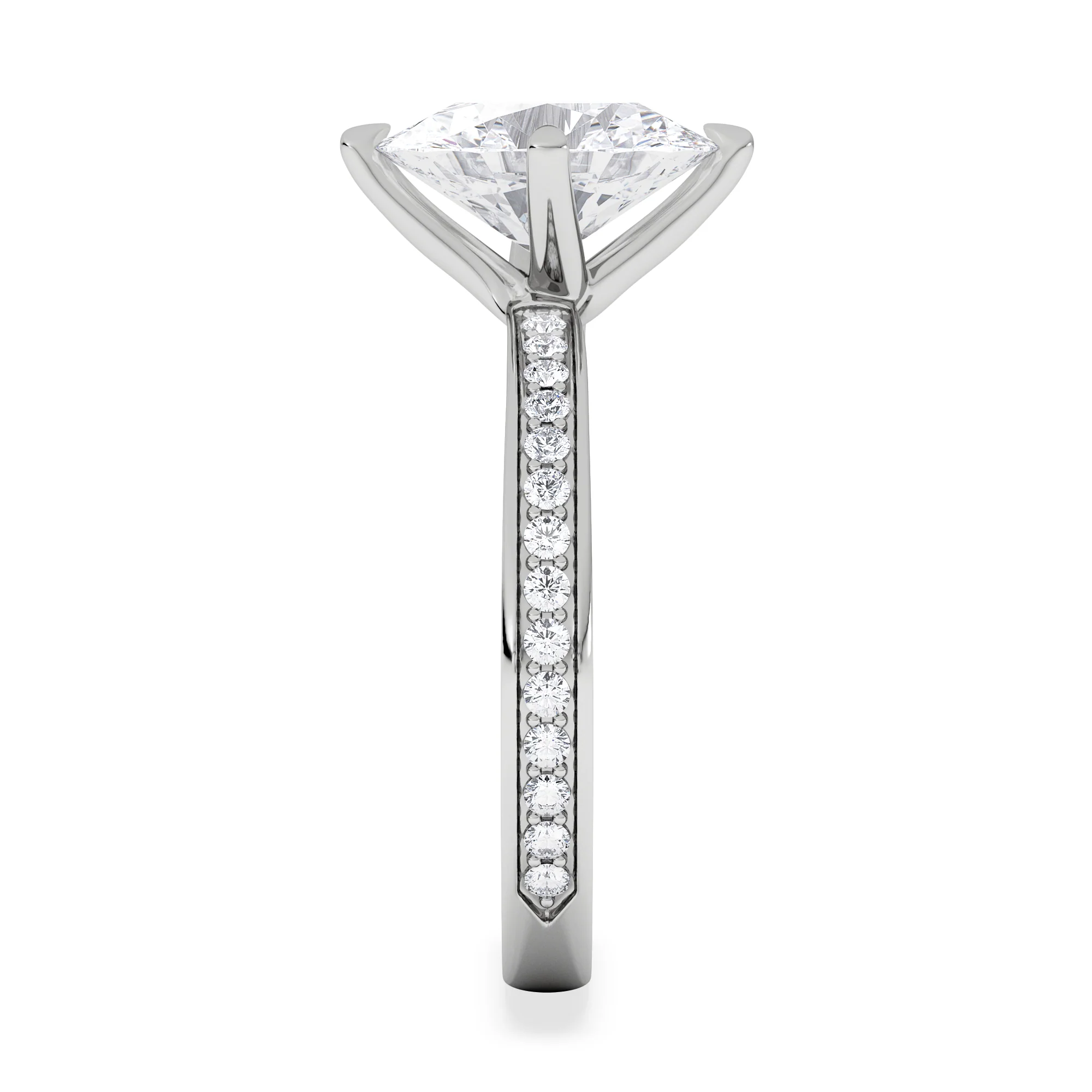 Origin Twist 2.00ct Oval Cut Lab Diamond Solitaire Engagement Ring with Side Stones in Platinum - Image 5