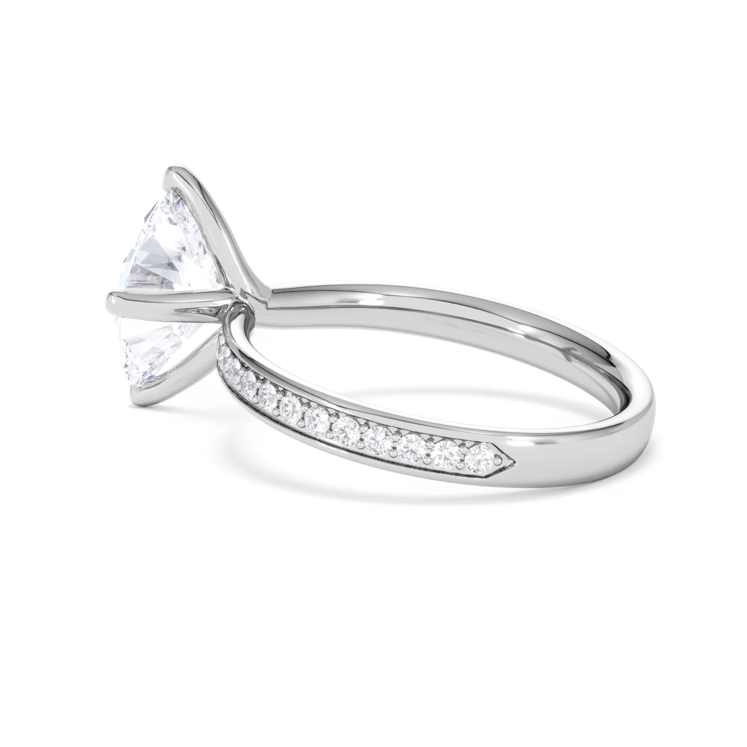 Origin Twist 2.00ct Oval Cut Lab Diamond Solitaire Engagement Ring with Side Stones in Platinum - Image 63