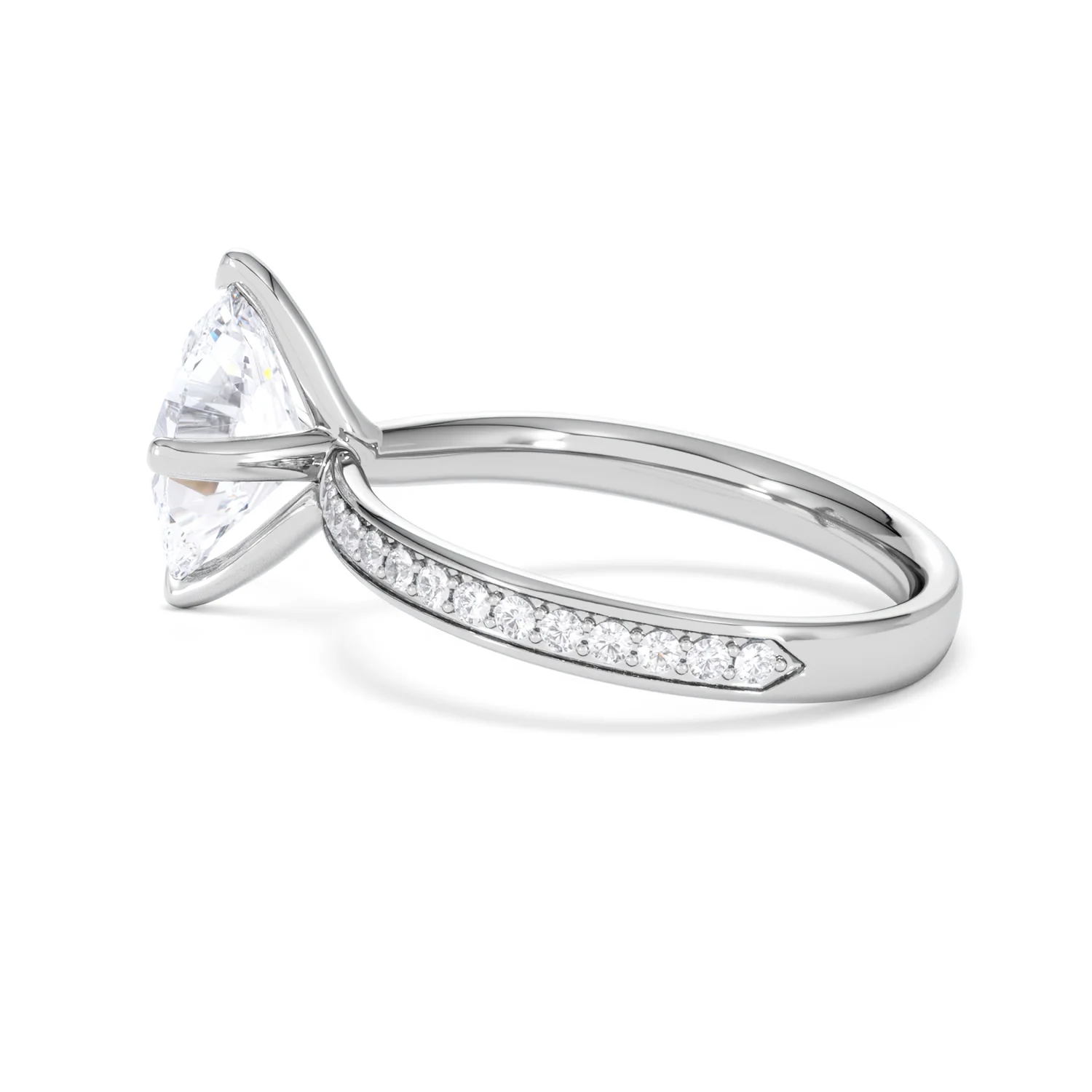Origin Twist 2.00ct Oval Cut Lab Diamond Solitaire Engagement Ring with Side Stones in Platinum - Image 65
