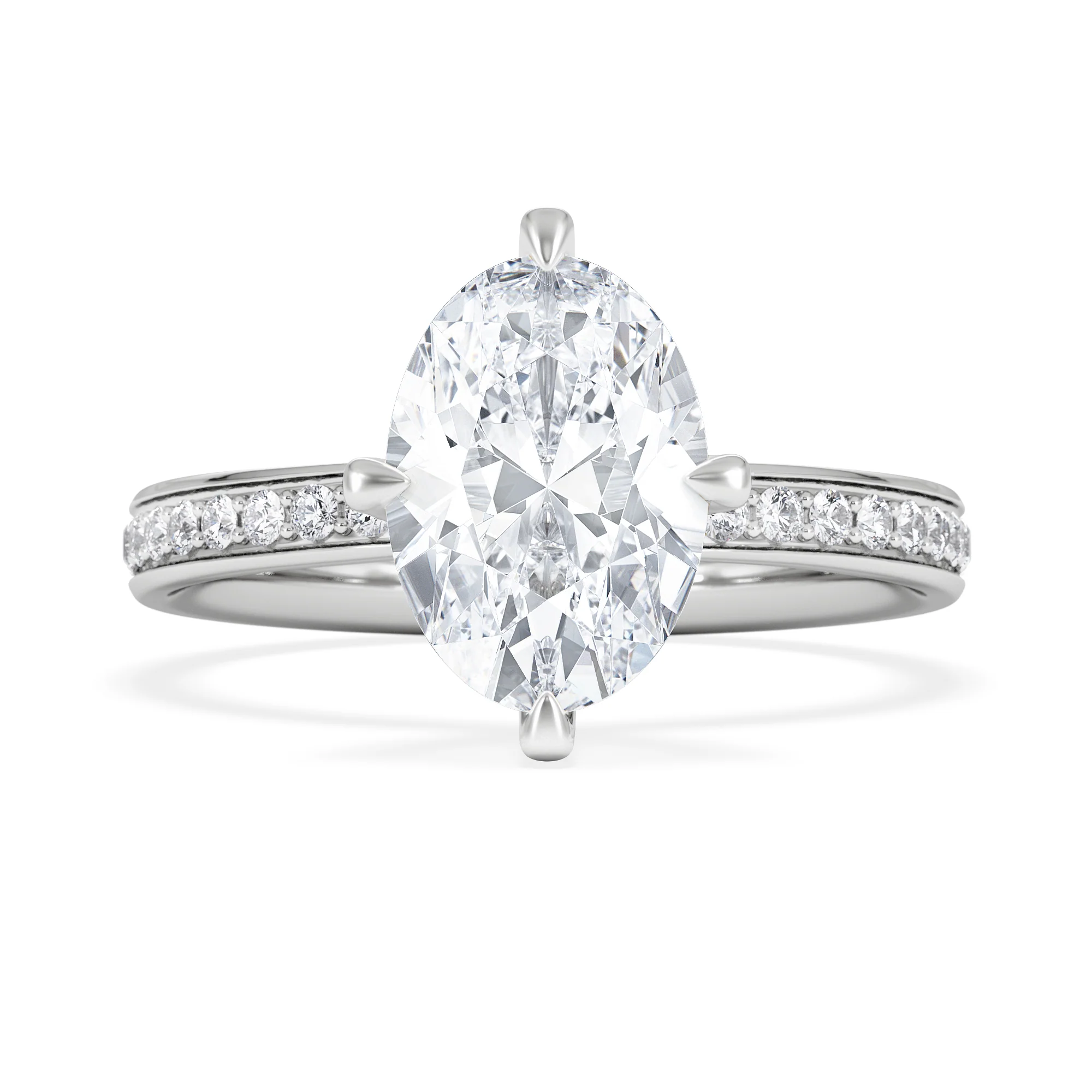 Origin Twist 2.00ct Oval Cut Lab Diamond Solitaire Engagement Ring with Side Stones in Platinum - Image 7
