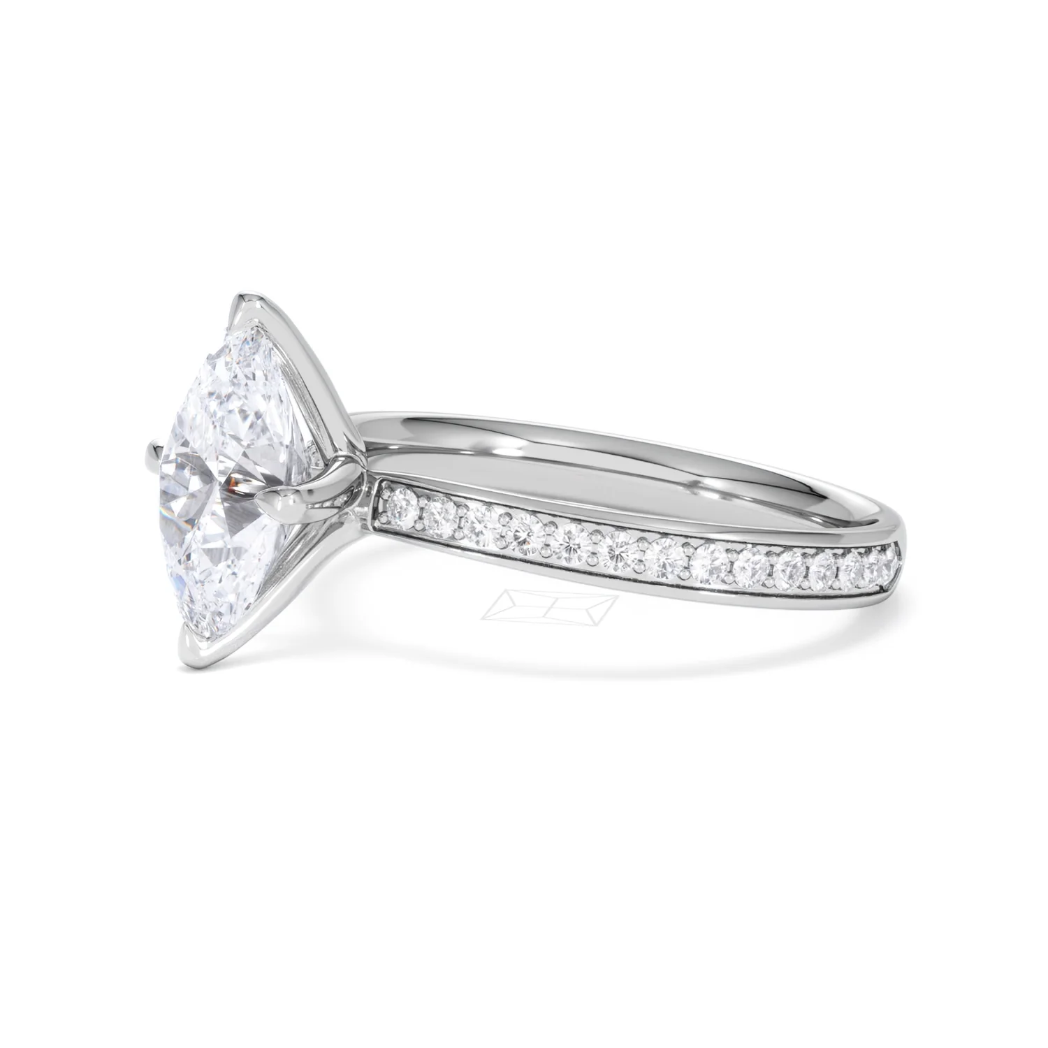 Origin Twist 2.00ct Oval Cut Lab Diamond Solitaire Engagement Ring with Side Stones in Platinum - Image 76