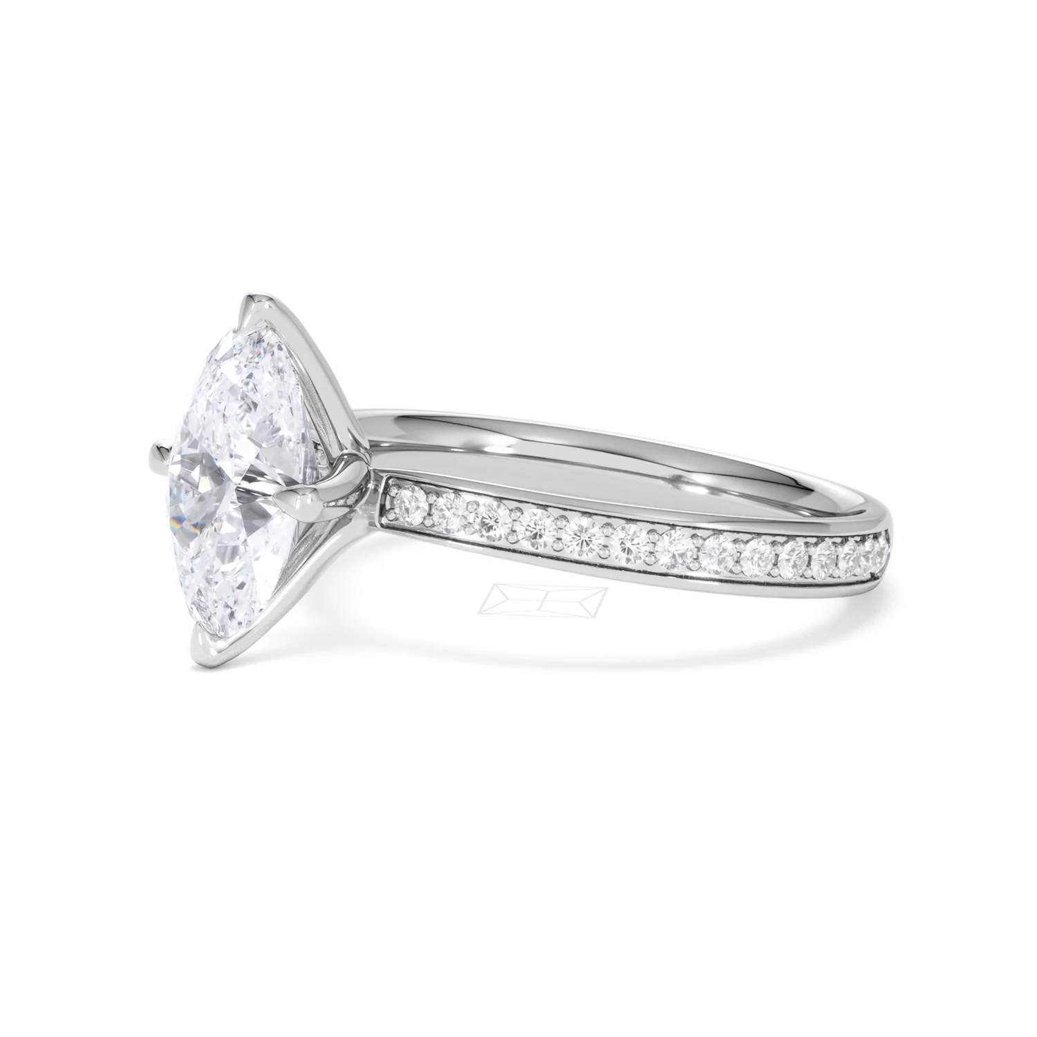 Origin Twist 2.00ct Oval Cut Lab Diamond Solitaire Engagement Ring with Side Stones in Platinum - Image 77