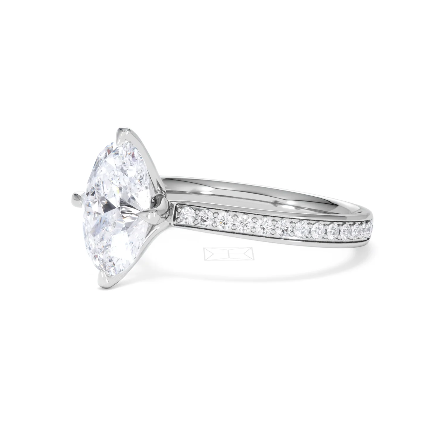 Origin Twist 2.00ct Oval Cut Lab Diamond Solitaire Engagement Ring with Side Stones in Platinum - Image 79