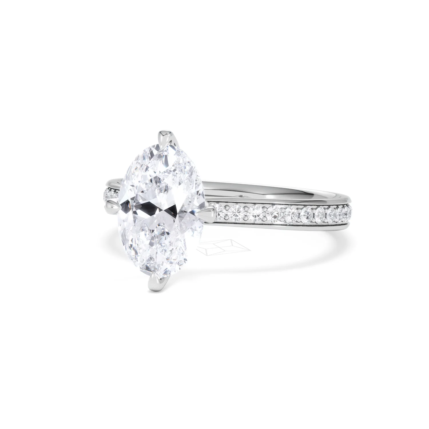 Origin Twist 2.00ct Oval Cut Lab Diamond Solitaire Engagement Ring with Side Stones in Platinum - Image 84