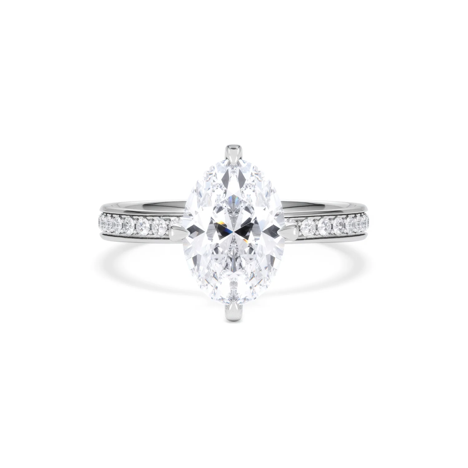 Origin Twist 2.00ct Oval Cut Lab Diamond Solitaire Engagement Ring with Side Stones in Platinum - Image 9