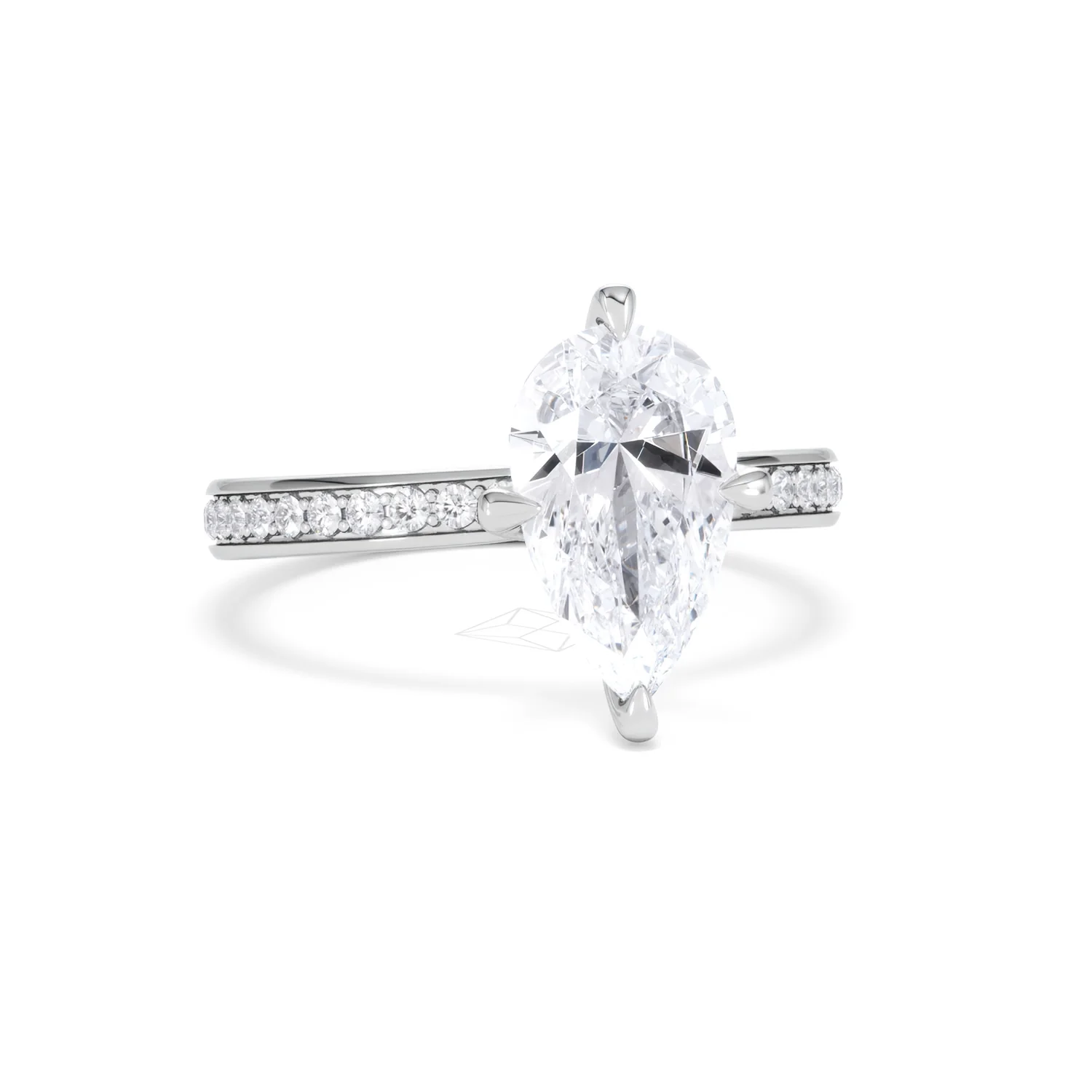 Origin Twist 2.00ct Pear Cut Lab Diamond Solitaire Engagement Ring with Side Stones in 18K White Gold - Image 12
