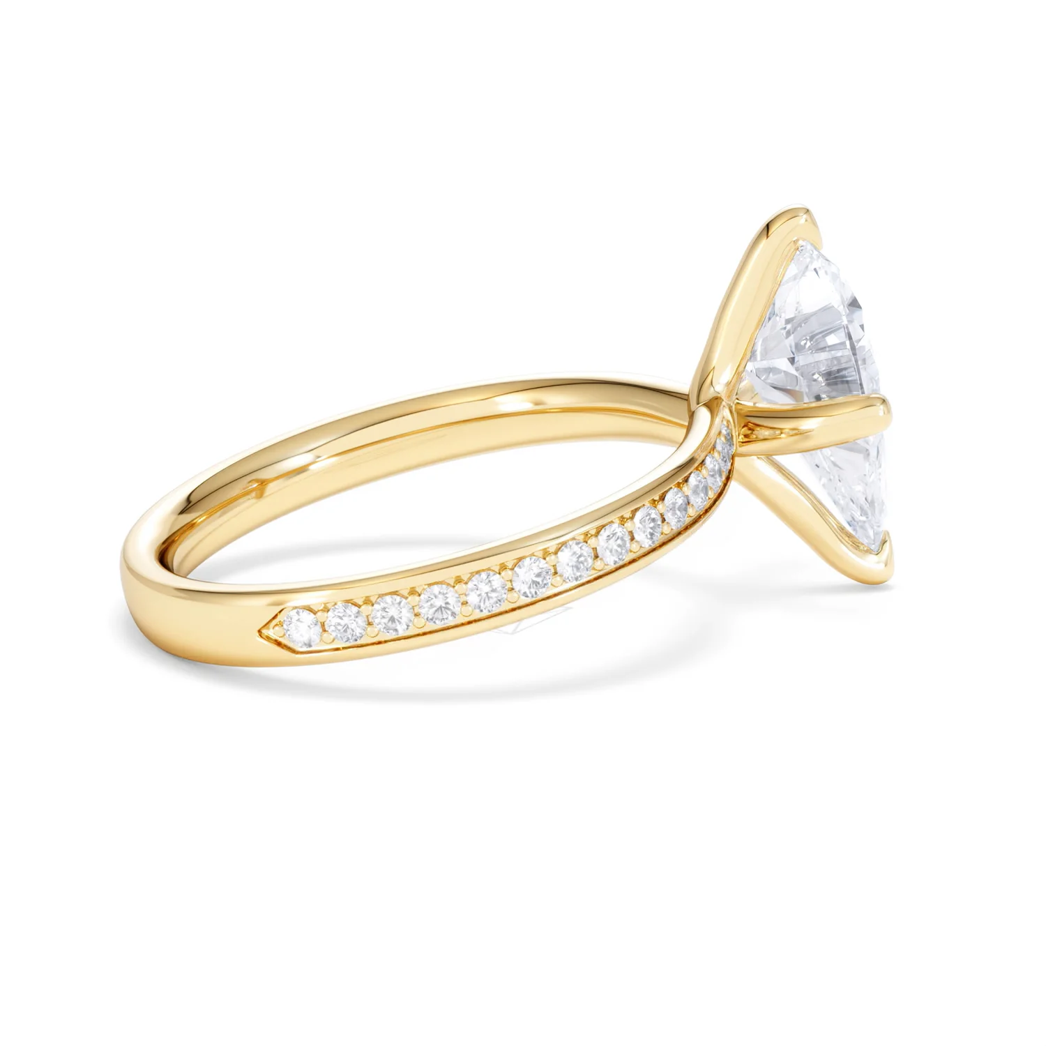 Origin Twist 2.00ct Pear Cut Lab Diamond Solitaire Engagement Ring with Side Stones in 18K Yellow Gold - Image 32