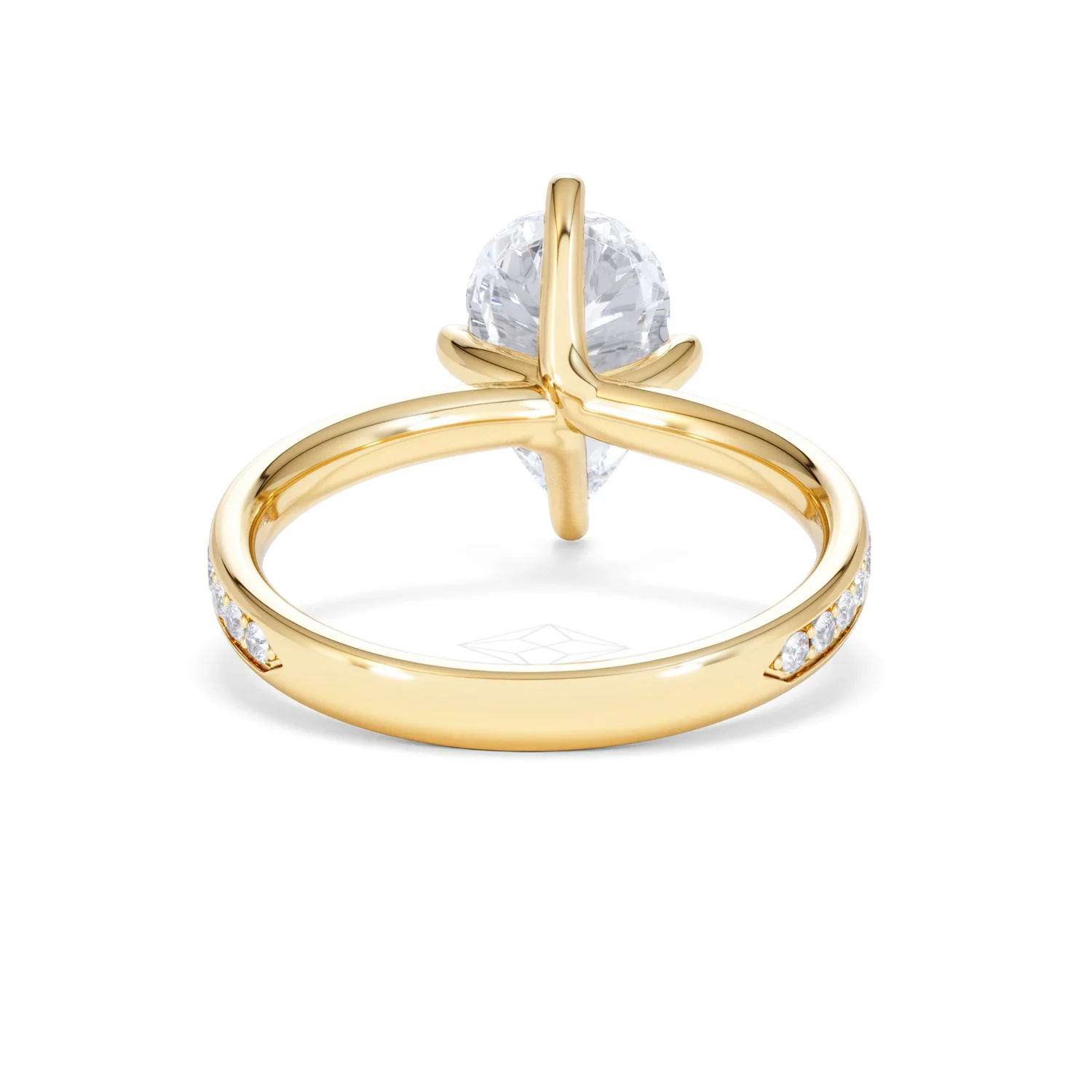 Origin Twist 2.00ct Pear Cut Lab Diamond Solitaire Engagement Ring with Side Stones in 18K Yellow Gold - Image 48