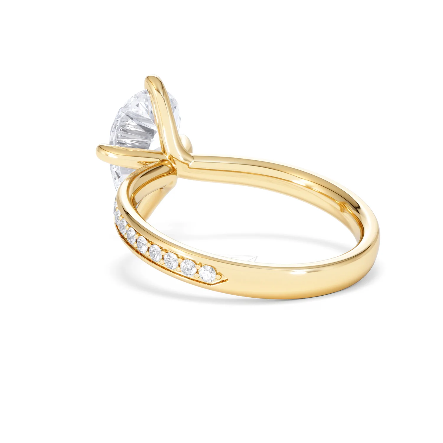 Origin Twist 2.00ct Pear Cut Lab Diamond Solitaire Engagement Ring with Side Stones in 18K Yellow Gold - Image 57