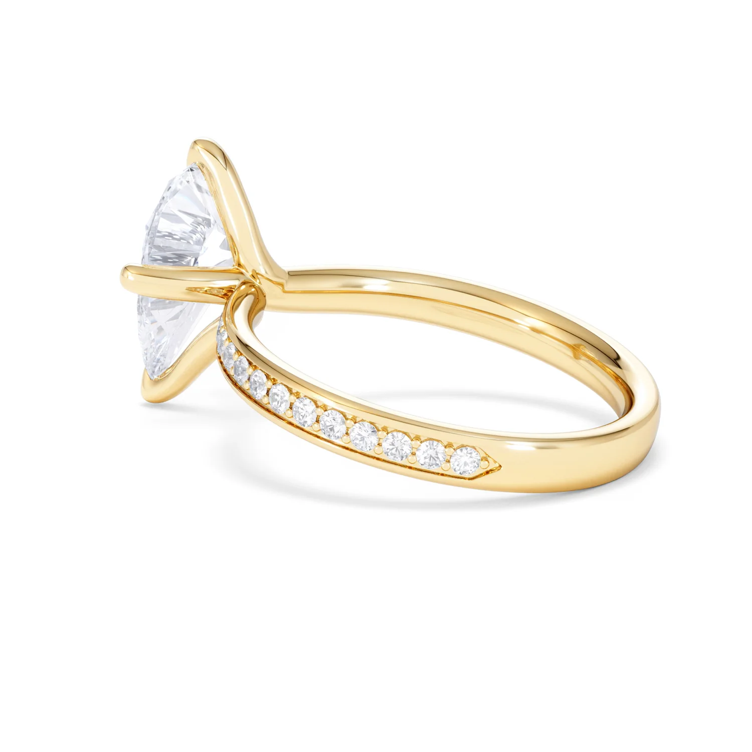 Origin Twist 2.00ct Pear Cut Lab Diamond Solitaire Engagement Ring with Side Stones in 18K Yellow Gold - Image 62