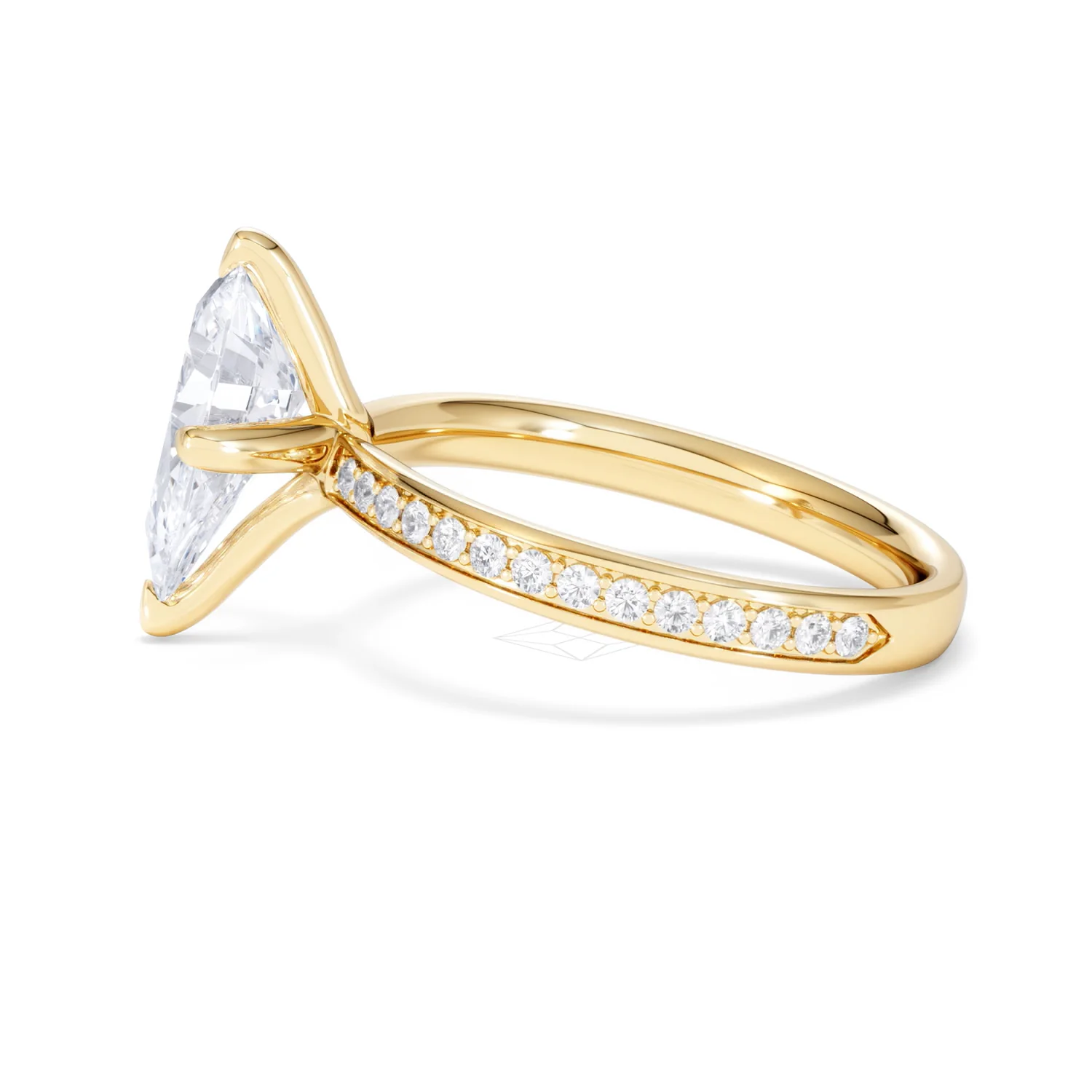 Origin Twist 2.00ct Pear Cut Lab Diamond Solitaire Engagement Ring with Side Stones in 18K Yellow Gold - Image 69