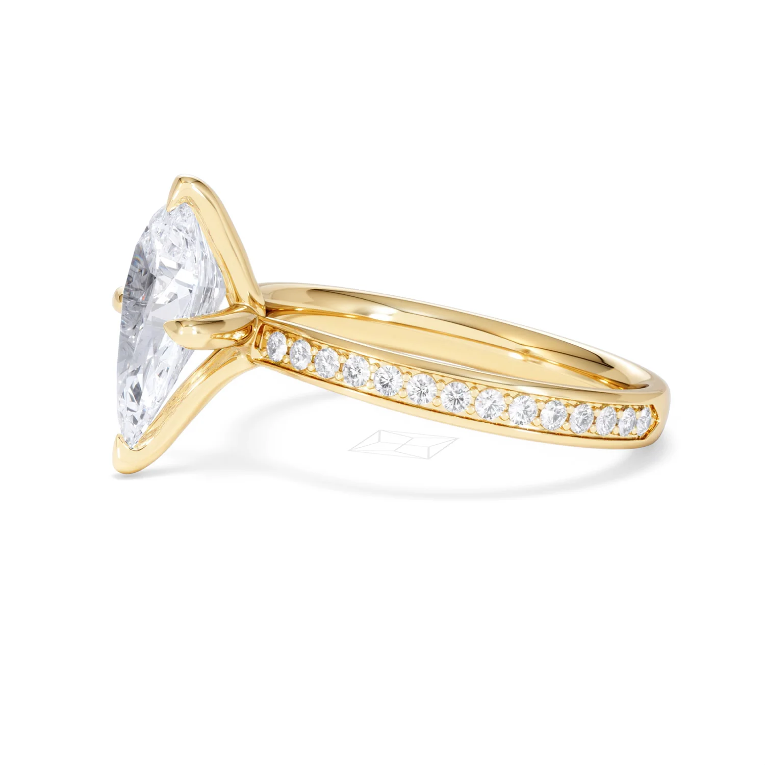 Origin Twist 2.00ct Pear Cut Lab Diamond Solitaire Engagement Ring with Side Stones in 18K Yellow Gold - Image 74