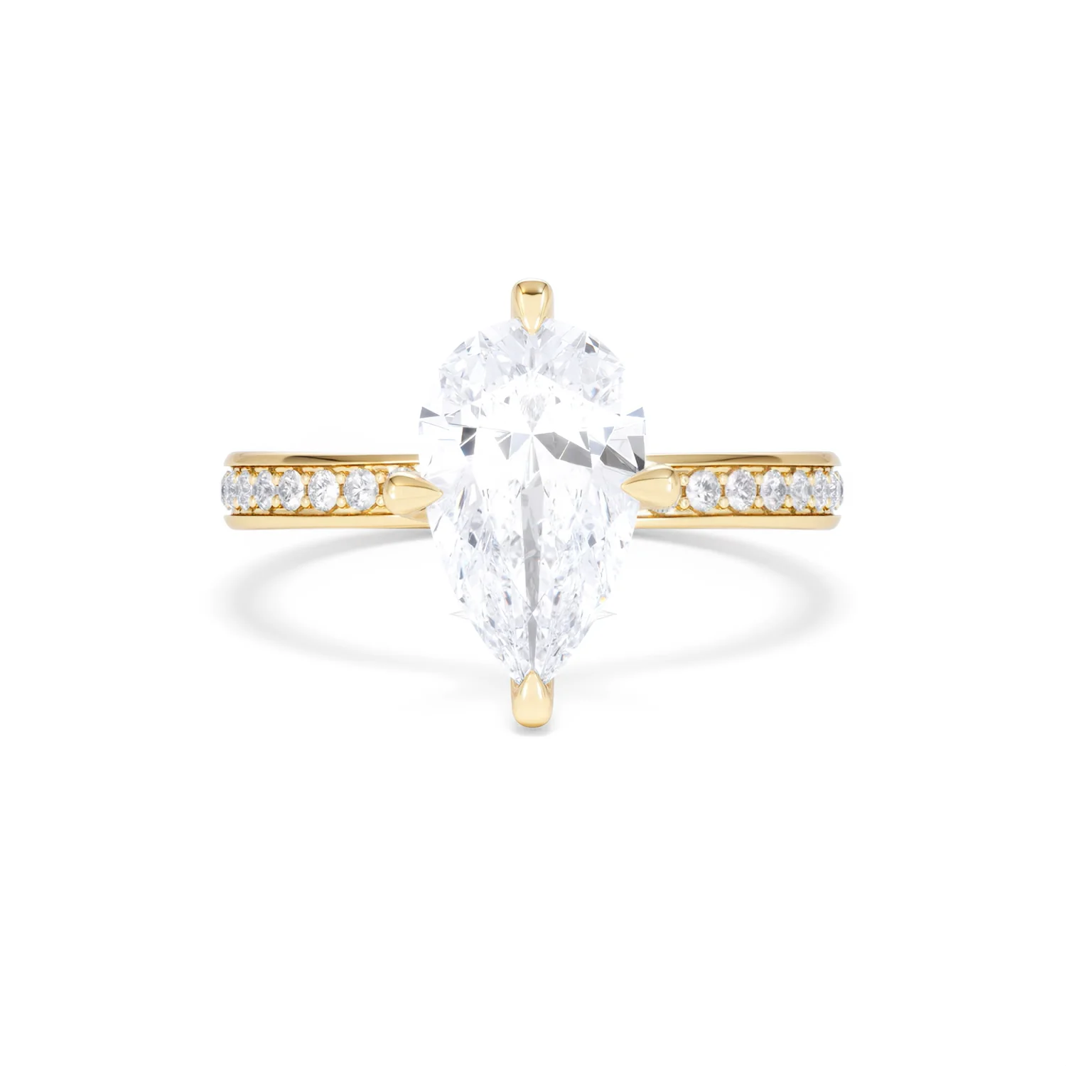 Origin Twist 2.00ct Pear Cut Lab Diamond Solitaire Engagement Ring with Side Stones in 18K Yellow Gold - Image 9