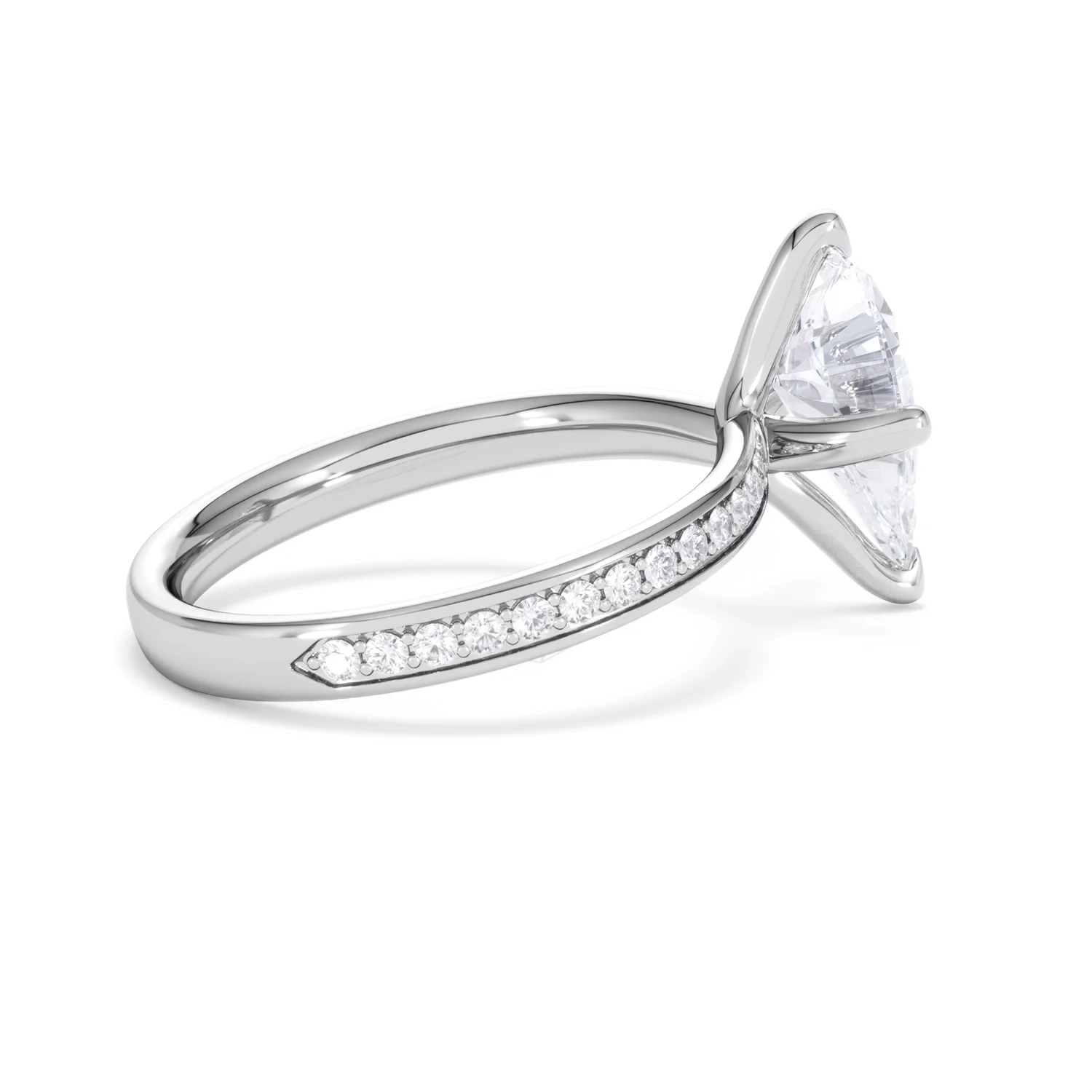 Origin Twist 2.00ct Pear Cut Lab Diamond Solitaire Engagement Ring with Side Stones in Platinum - Image 33