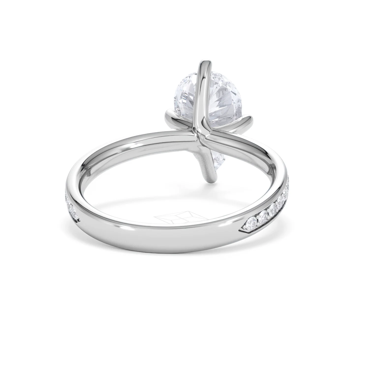 Origin Twist 2.00ct Pear Cut Lab Diamond Solitaire Engagement Ring with Side Stones in Platinum - Image 46