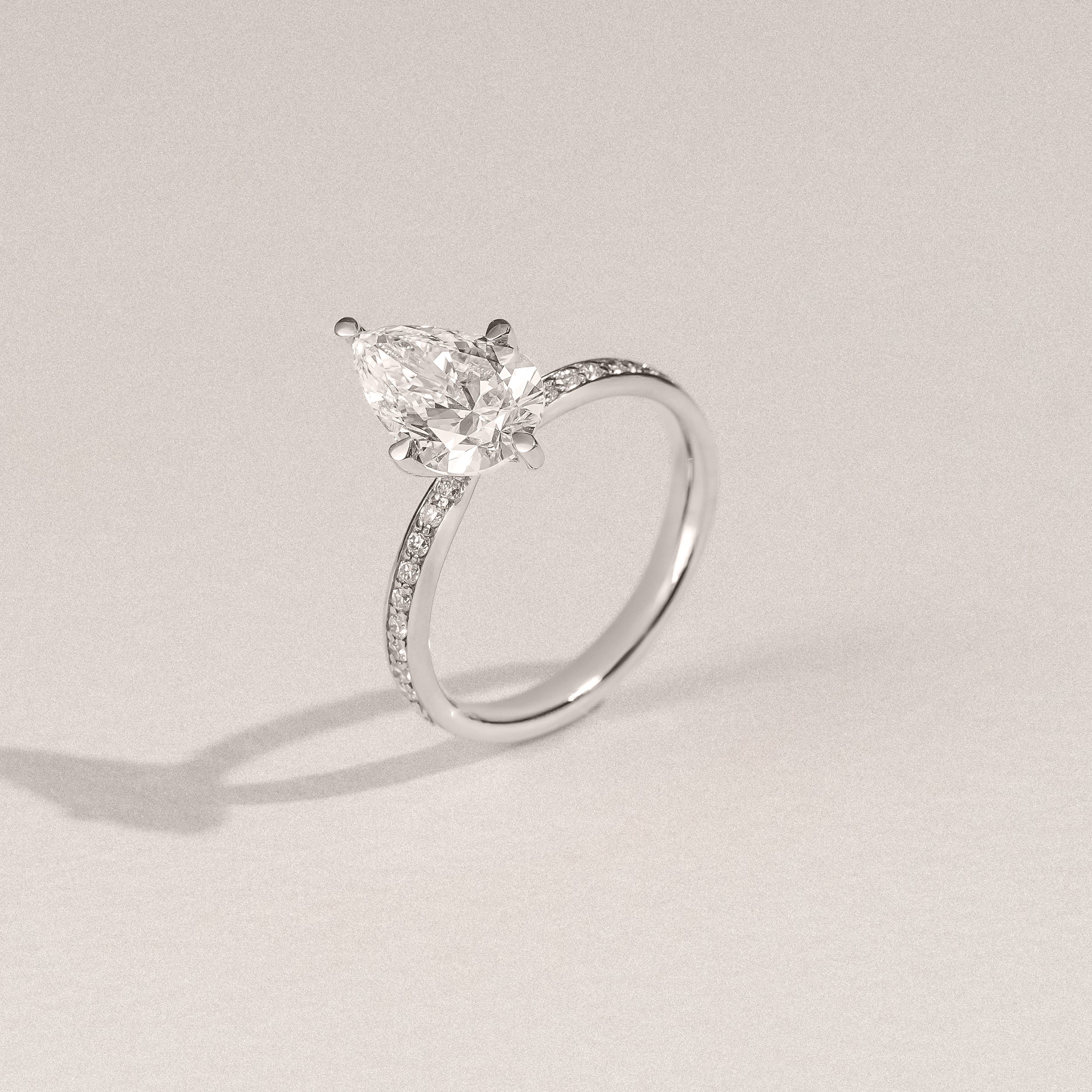 Origin Twist 2.00ct Pear Cut Lab Diamond Solitaire Engagement Ring with Side Stones in Platinum - Image 6