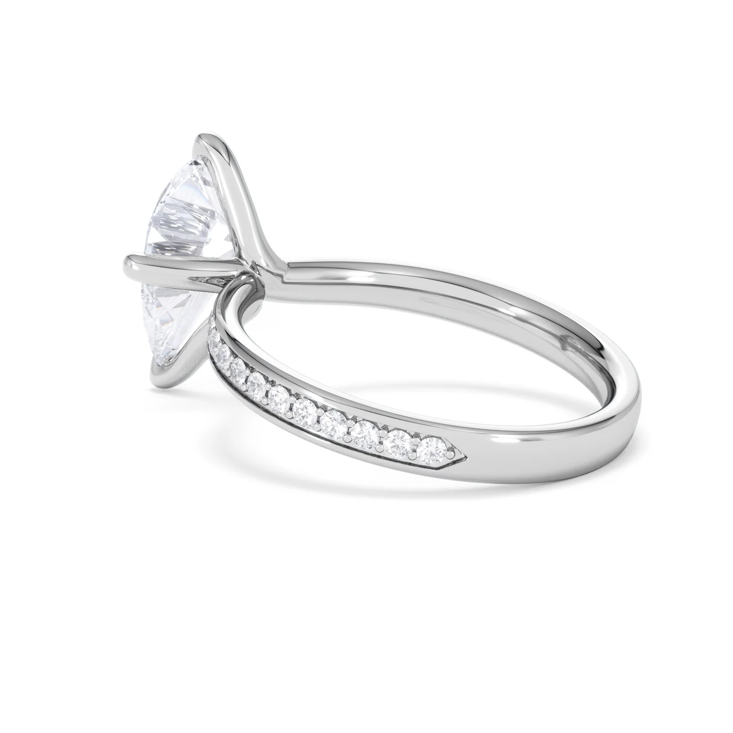 Origin Twist 2.00ct Pear Cut Lab Diamond Solitaire Engagement Ring with Side Stones in Platinum - Image 61