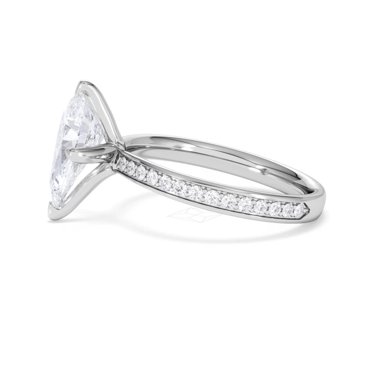 Origin Twist 2.00ct Pear Cut Lab Diamond Solitaire Engagement Ring with Side Stones in Platinum - Image 71