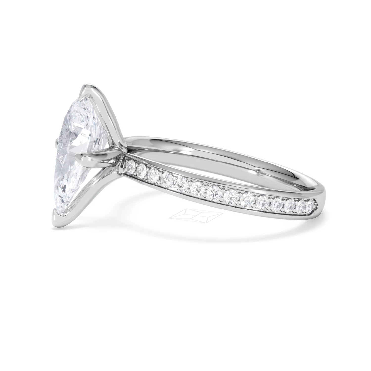 Origin Twist 2.00ct Pear Cut Lab Diamond Solitaire Engagement Ring with Side Stones in Platinum - Image 73