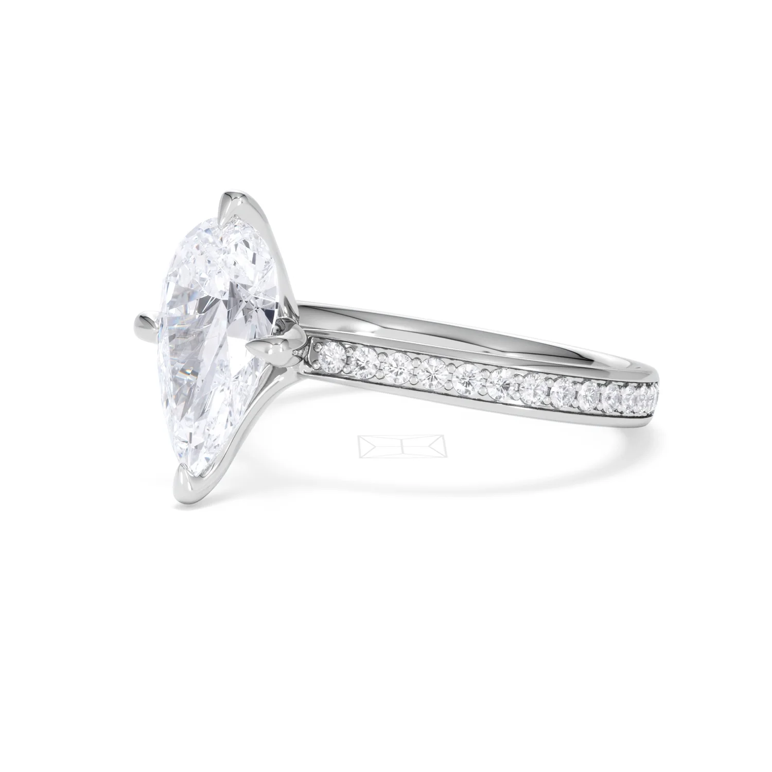 Origin Twist 2.00ct Pear Cut Lab Diamond Solitaire Engagement Ring with Side Stones in Platinum - Image 79
