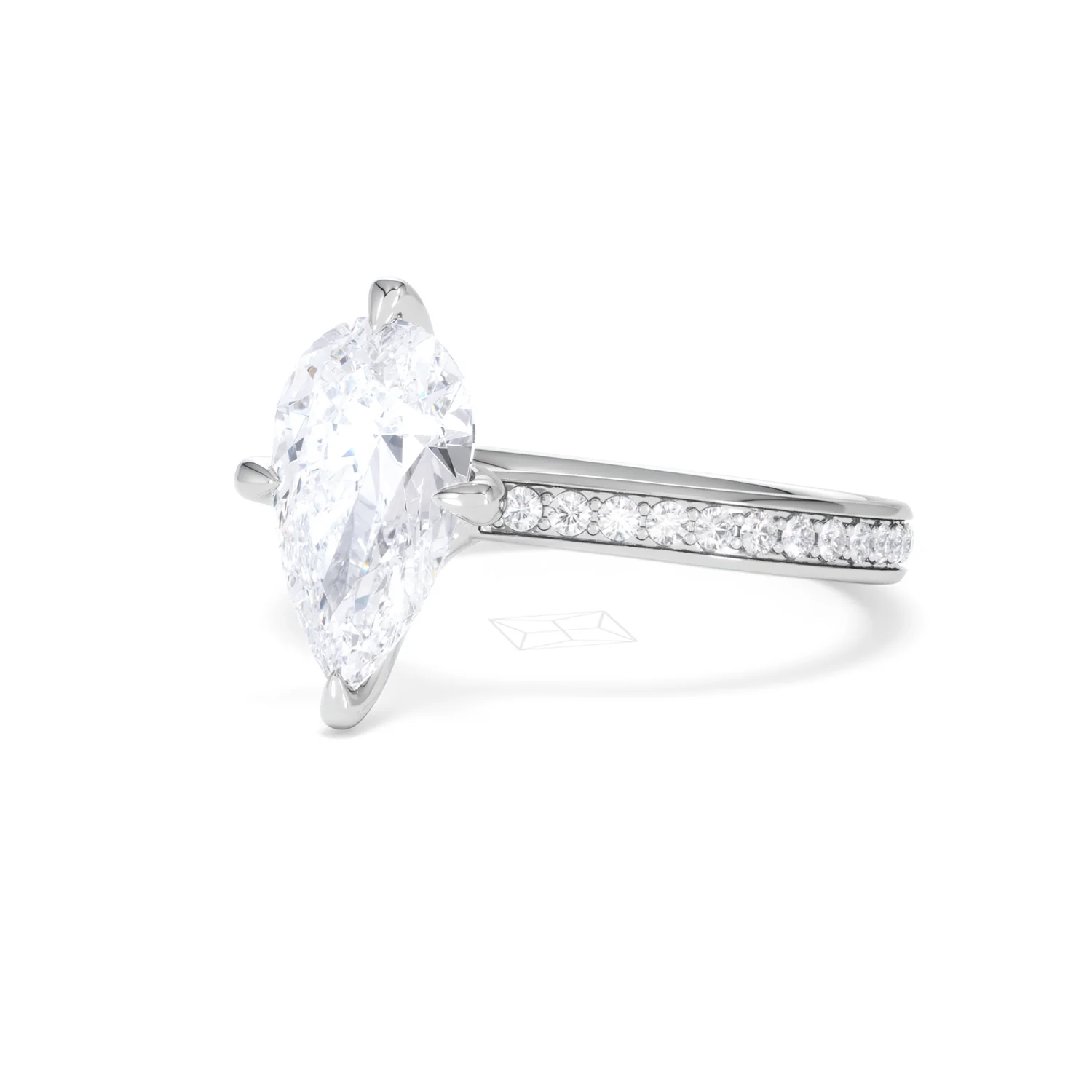 Origin Twist 2.00ct Pear Cut Lab Diamond Solitaire Engagement Ring with Side Stones in Platinum - Image 82