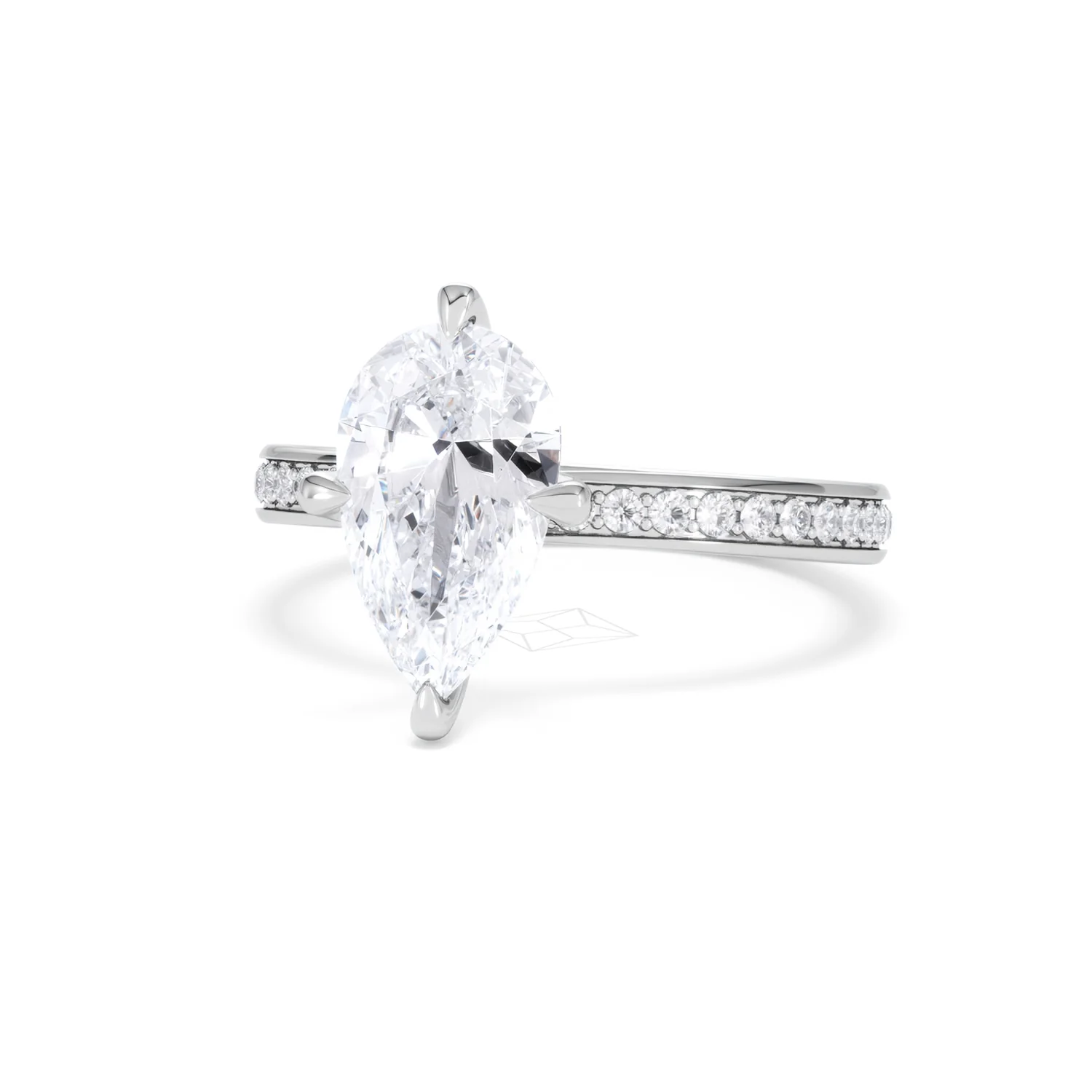 Origin Twist 2.00ct Pear Cut Lab Diamond Solitaire Engagement Ring with Side Stones in Platinum - Image 85
