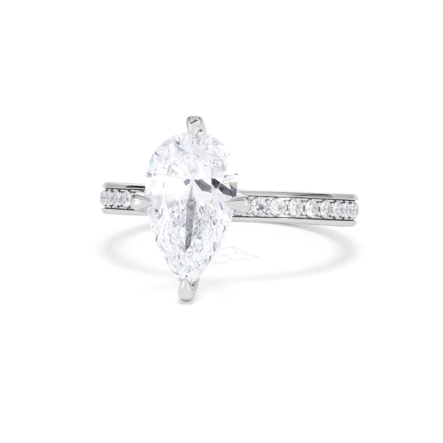 Origin Twist 2.00ct Pear Cut Lab Diamond Solitaire Engagement Ring with Side Stones in Platinum - Image 86
