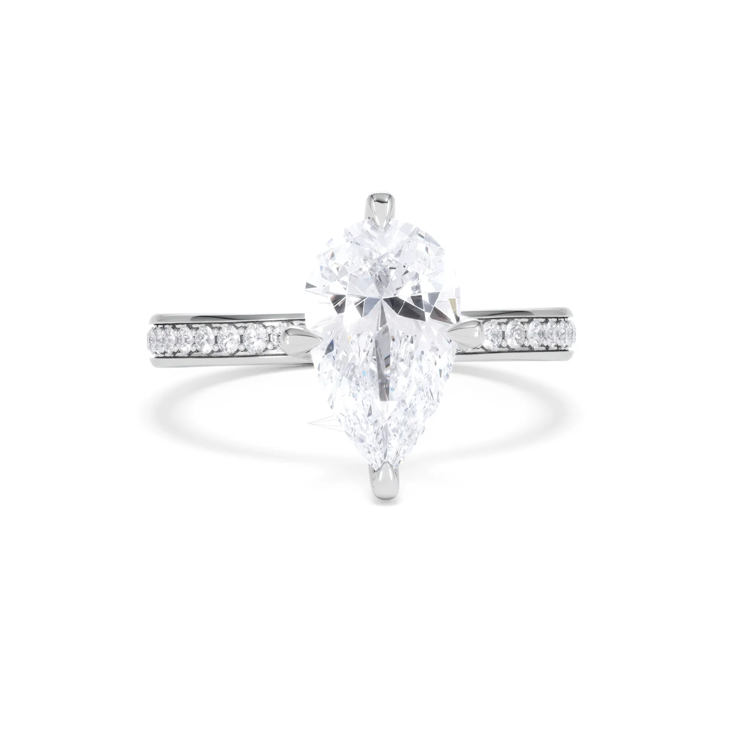 Origin Twist 2.00ct Pear Cut Lab Diamond Solitaire Engagement Ring with Side Stones in Platinum - Image 10