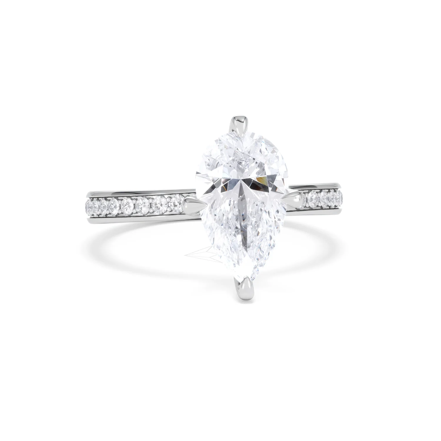 Origin Twist 2.00ct Pear Cut Lab Diamond Solitaire Engagement Ring with Side Stones in Platinum - Image 13