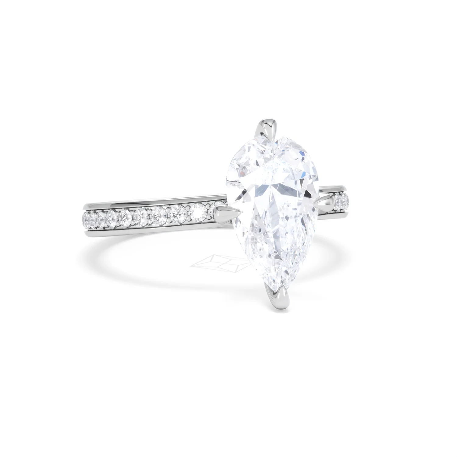 Origin Twist 2.00ct Pear Cut Lab Diamond Solitaire Engagement Ring with Side Stones in Platinum - Image 16
