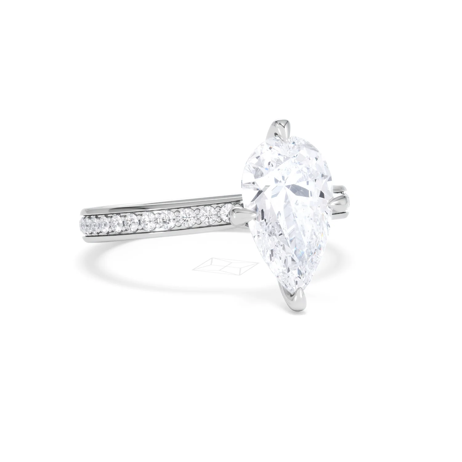 Origin Twist 2.00ct Pear Cut Lab Diamond Solitaire Engagement Ring with Side Stones in Platinum - Image 19